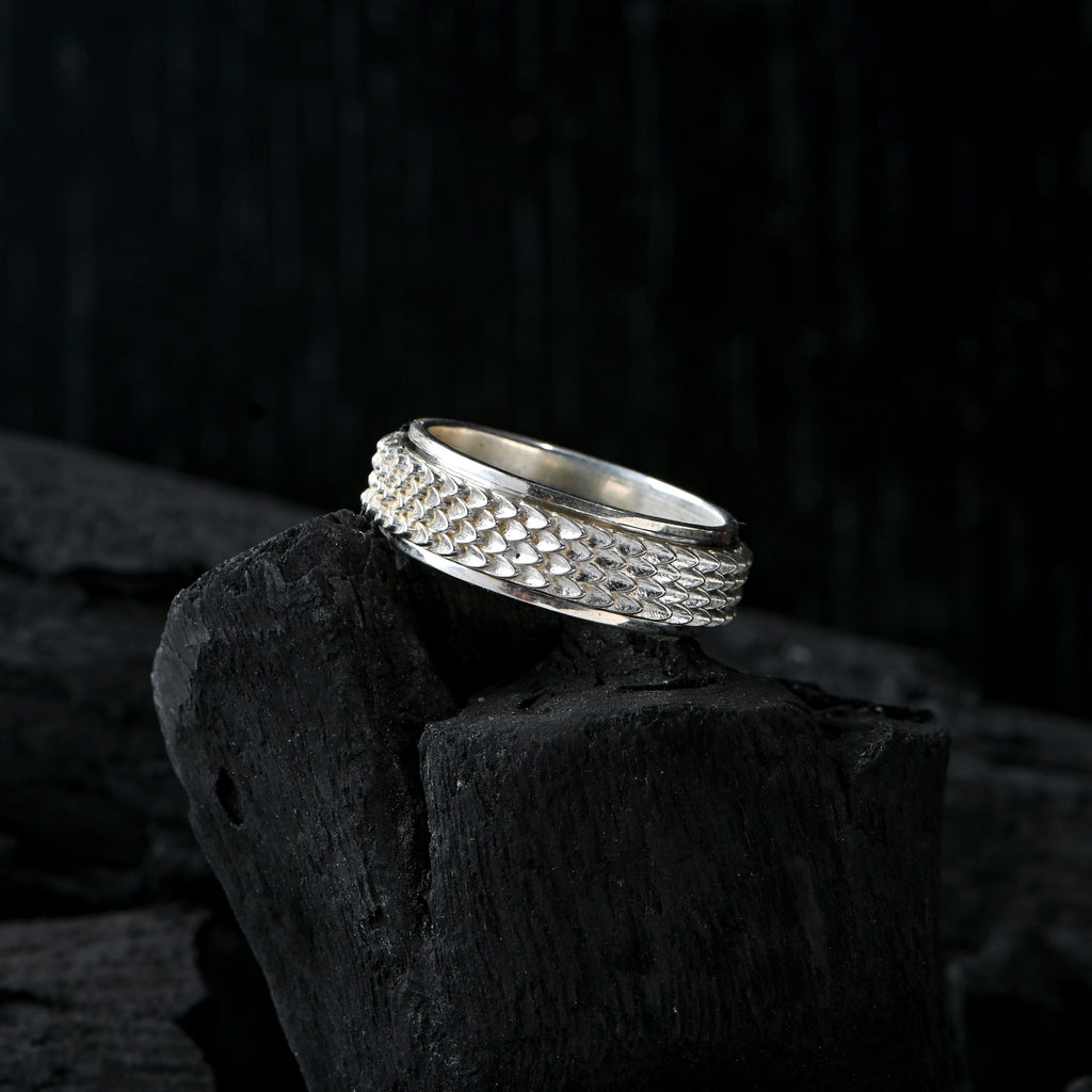 Textured Band Ring – 925 Sterling Silver | Unisex Statement Ring