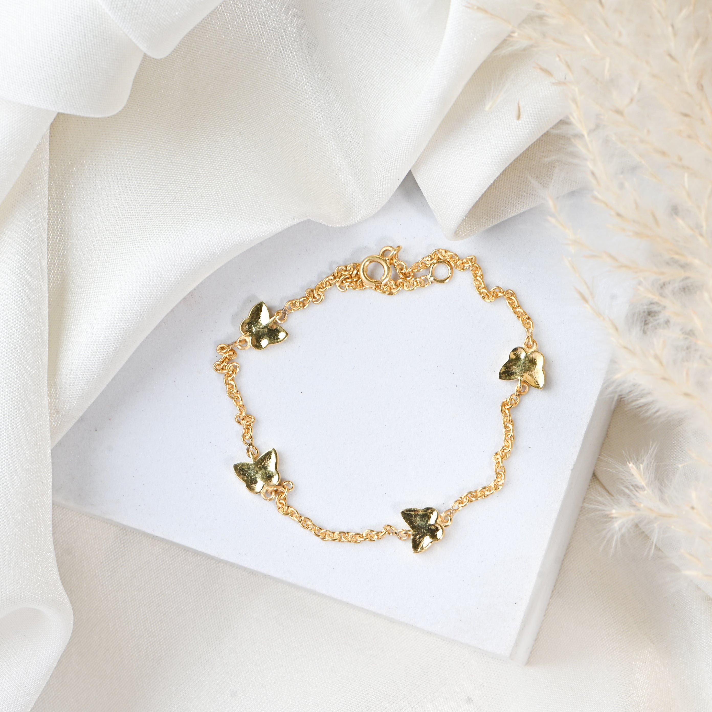 Elegant Gold-Plated 925 Sterling Silver Butterfly Bracelet with Moissanite Accents