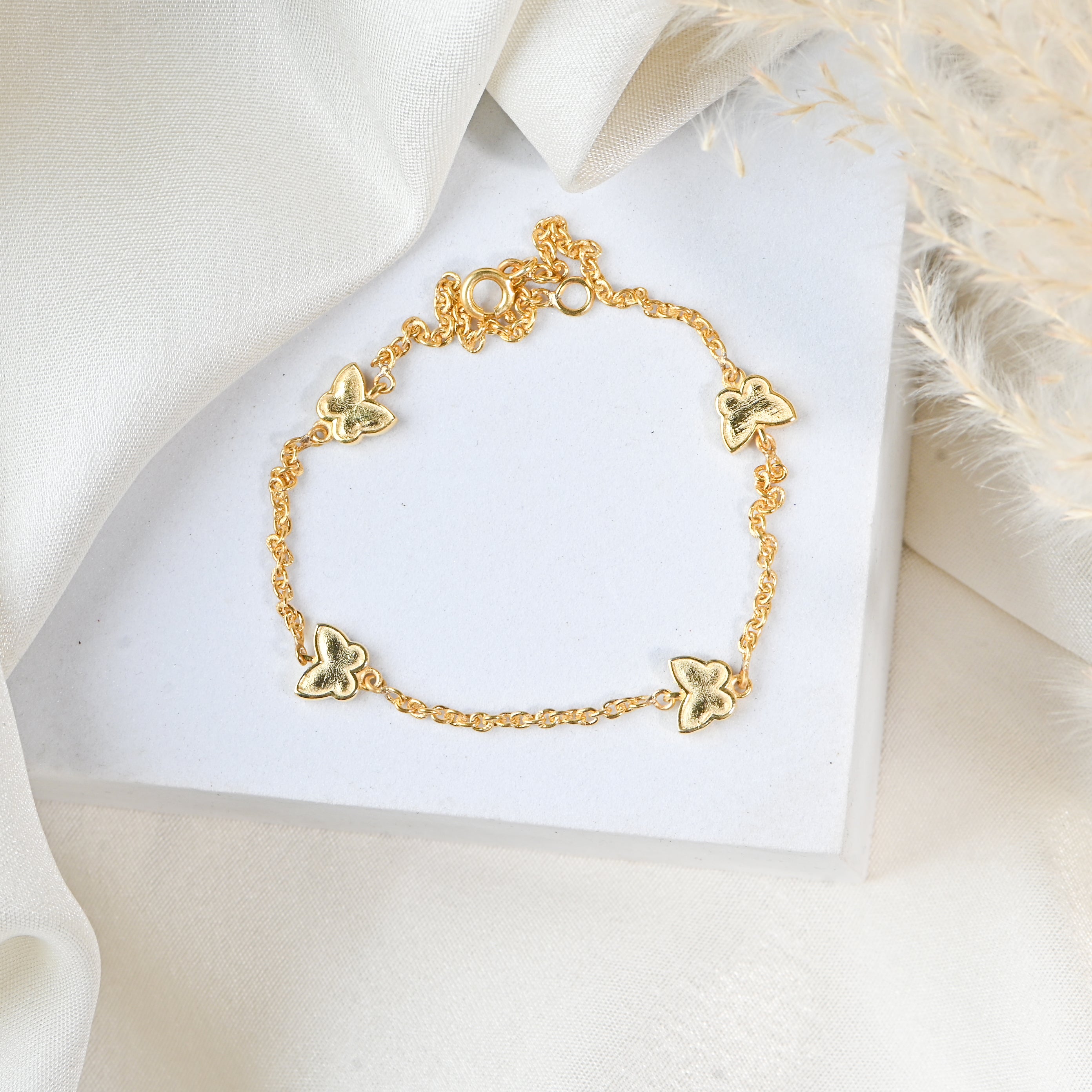 Elegant Gold-Plated 925 Sterling Silver Butterfly Bracelet with Moissanite Accents
