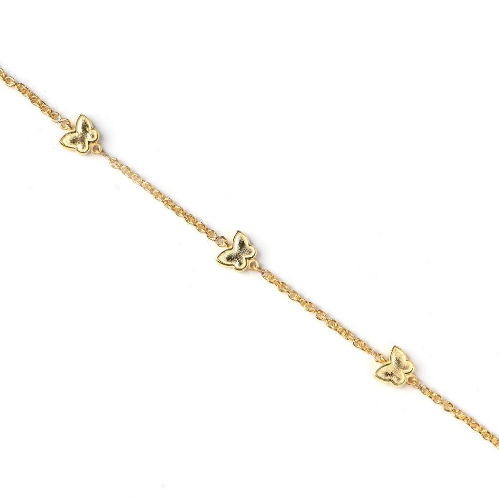 Elegant Gold-Plated 925 Sterling Silver Butterfly Bracelet with Moissanite Accents