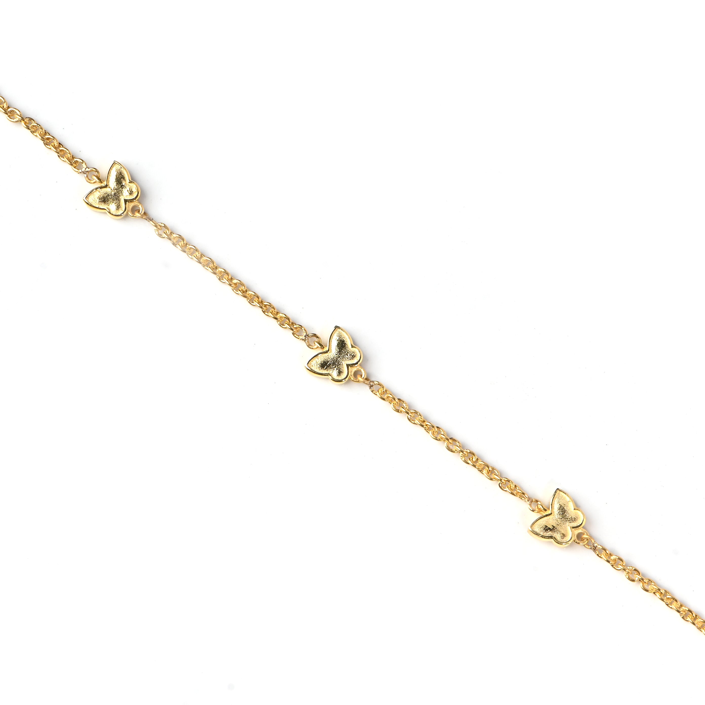 Elegant Gold-Plated 925 Sterling Silver Butterfly Bracelet with Moissanite Accents