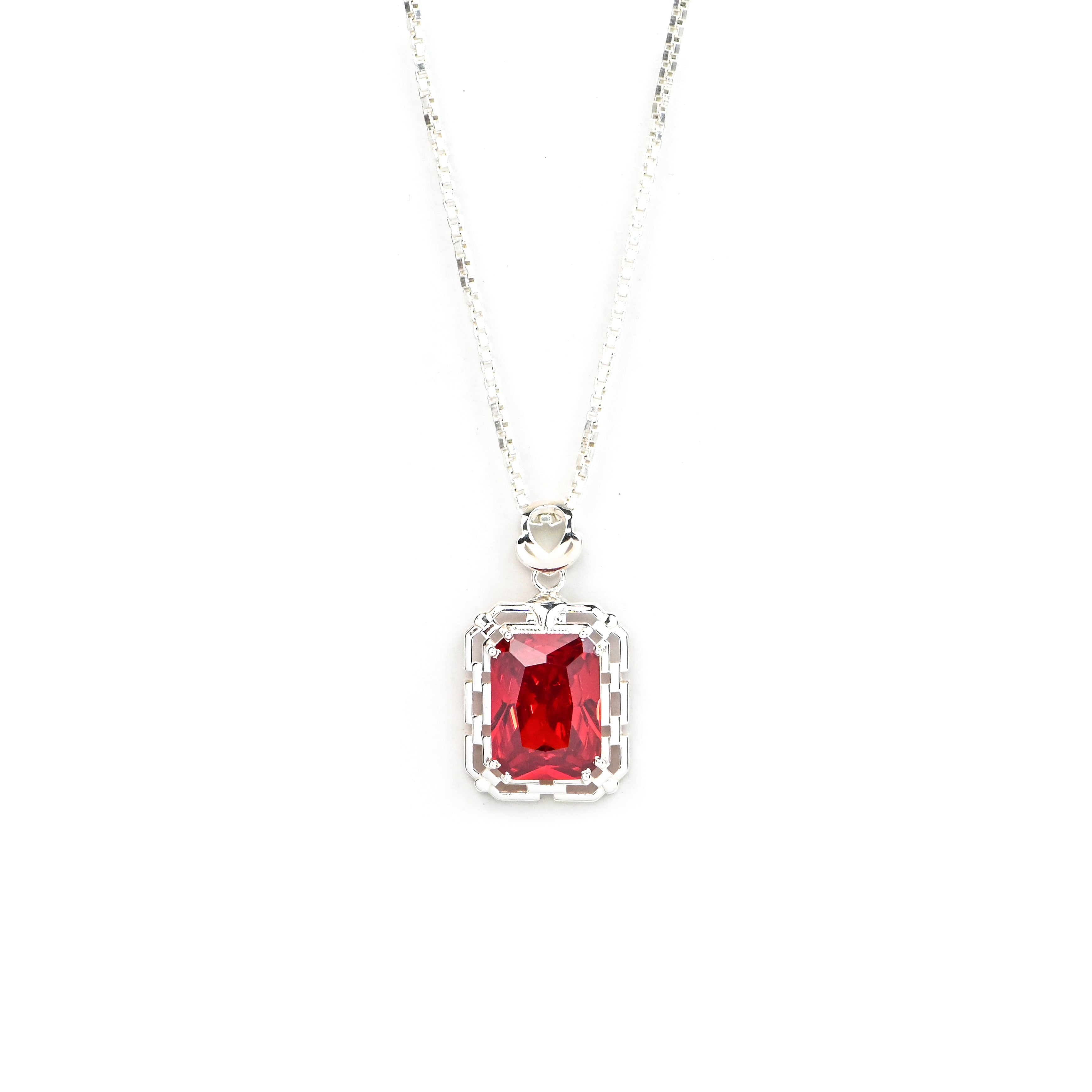 925 Silver Prong-Set Radiant Emission Necklace with Matching Earrings Wedding Gift