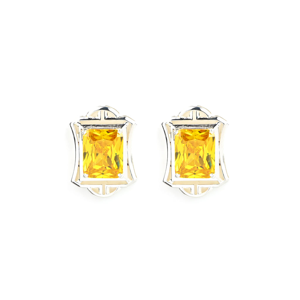 925 Silver Prong-Set Citrine Octagon Pendant With Earring – 30g Party Wear