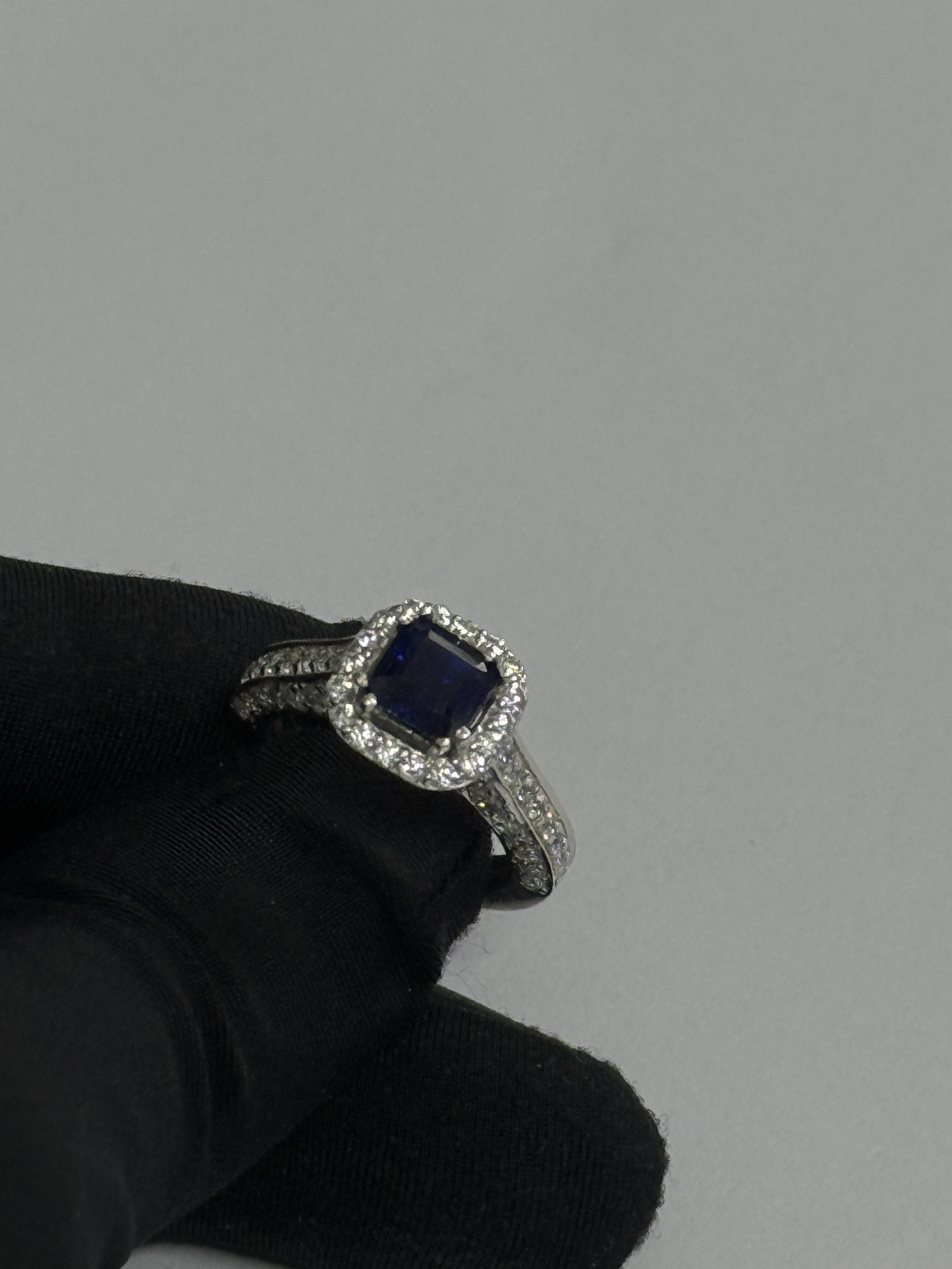 925 Silver Asscher-Cut Kyanite Ring Promise Ring for Women