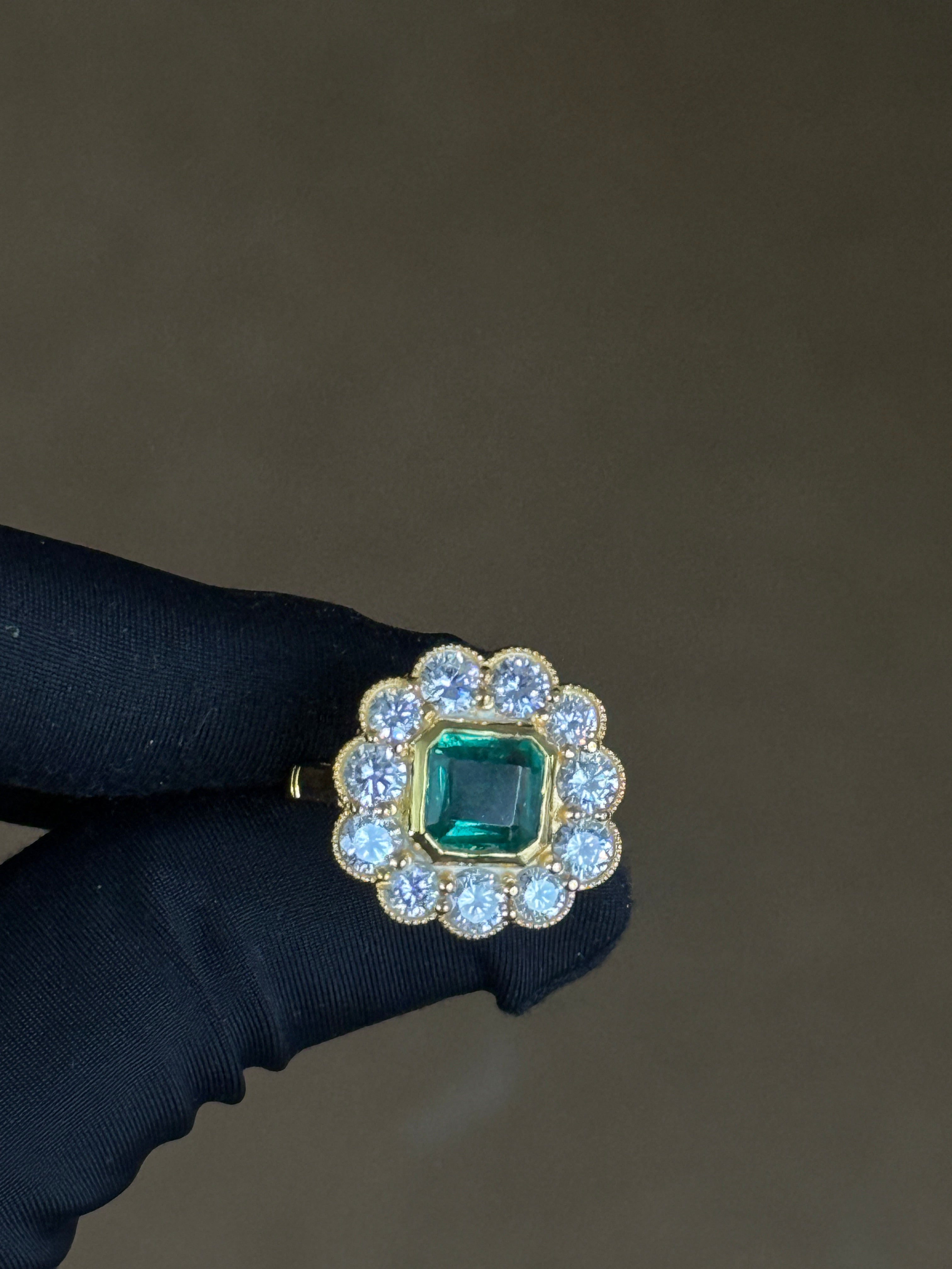 925 Silver Asscher-Cut Lab Emerald Ring – Bezel & Prong Setting Gift for Her