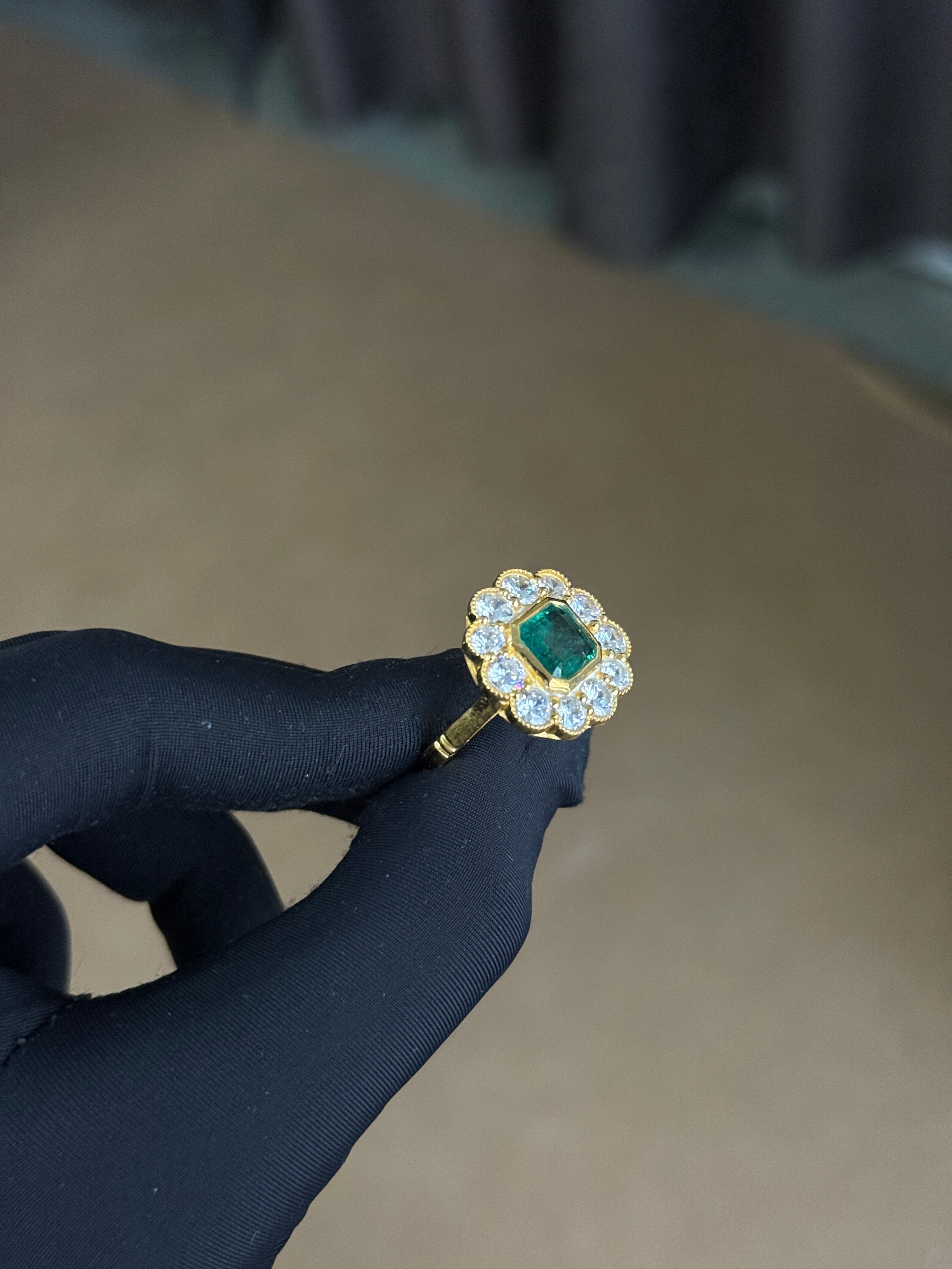 925 Silver Asscher-Cut Lab Emerald Ring – Bezel & Prong Setting Gift for Her