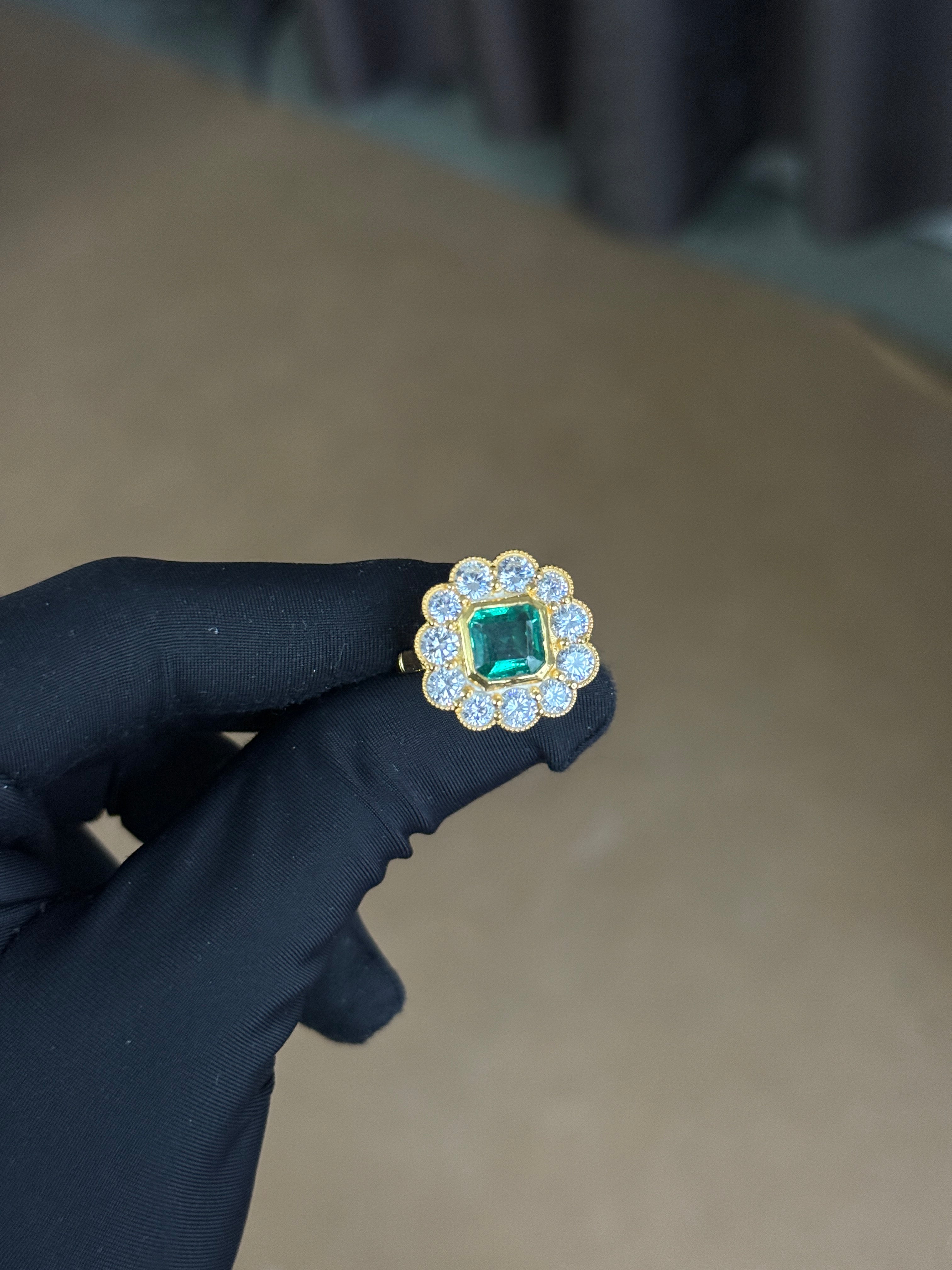 925 Silver Asscher-Cut Lab Emerald Ring – Bezel & Prong Setting Gift for Her