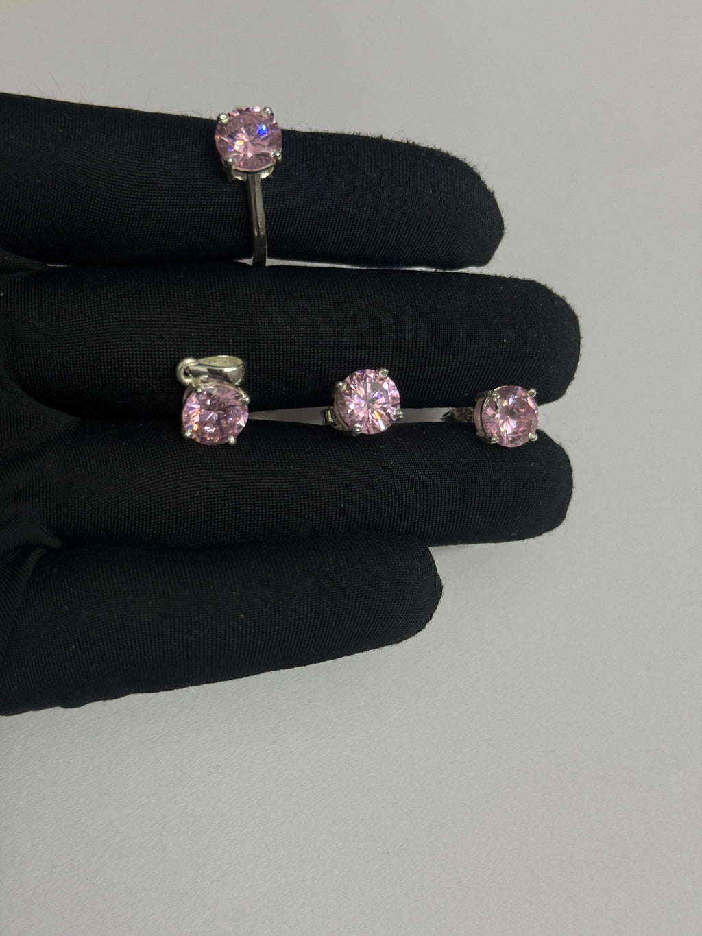 925 Silver Round Cubic Zirconia Set – Prong-Set Ring & Pendant Tops Gift for Birthday