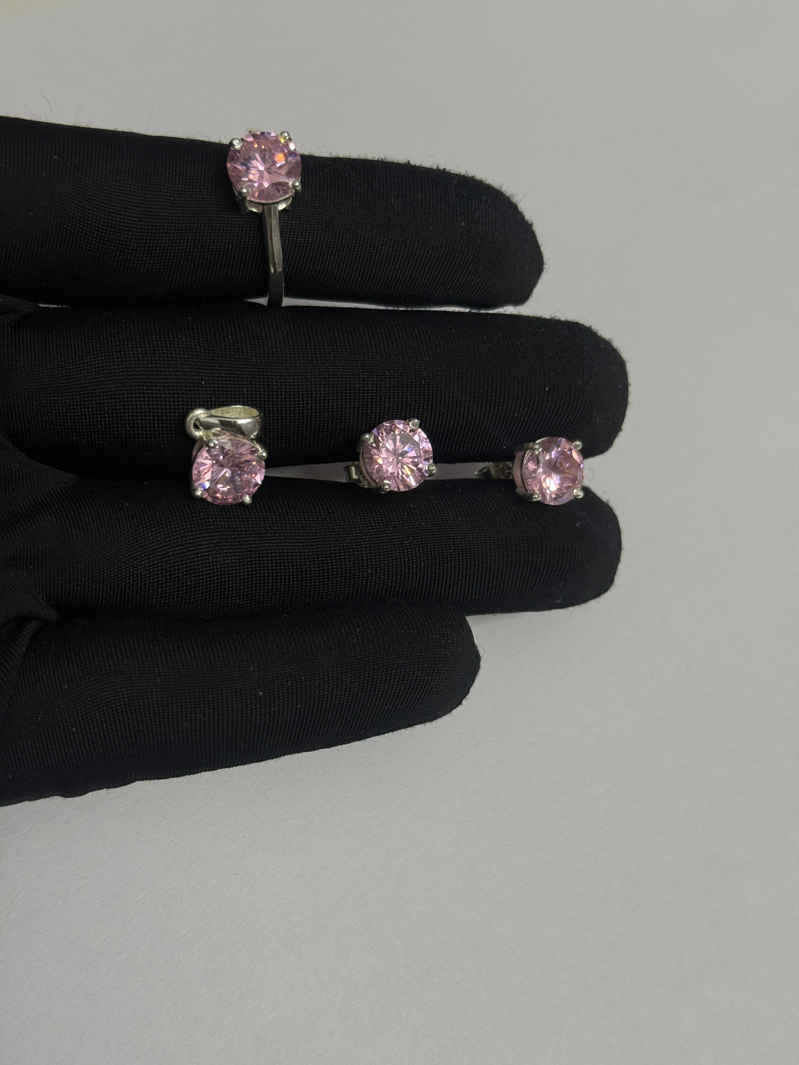 925 Silver Round Cubic Zirconia Set – Prong-Set Ring & Pendant Tops Gift for Birthday