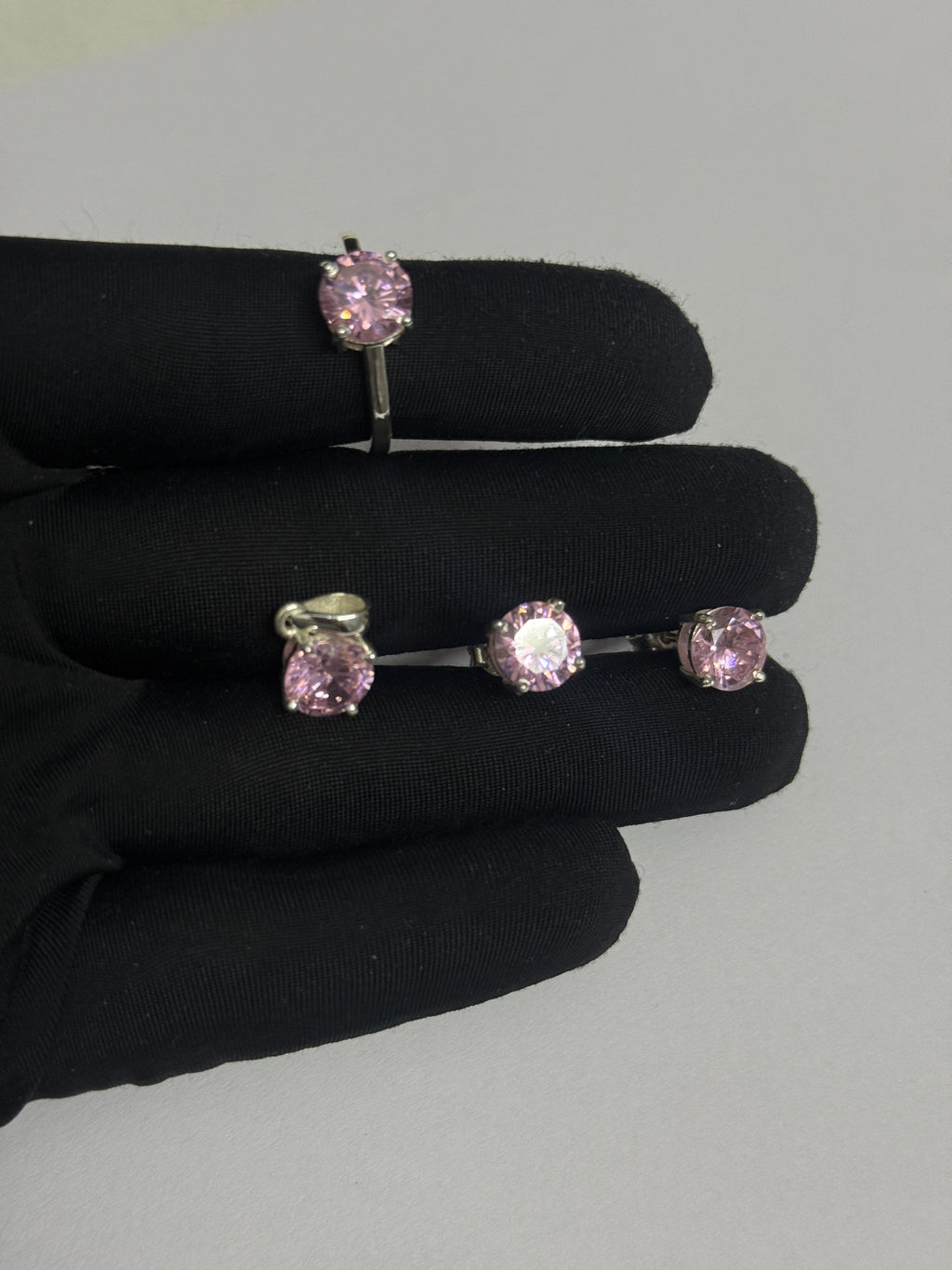 925 Silver Round Cubic Zirconia Set – Prong-Set Ring & Pendant Tops Gift for Birthday