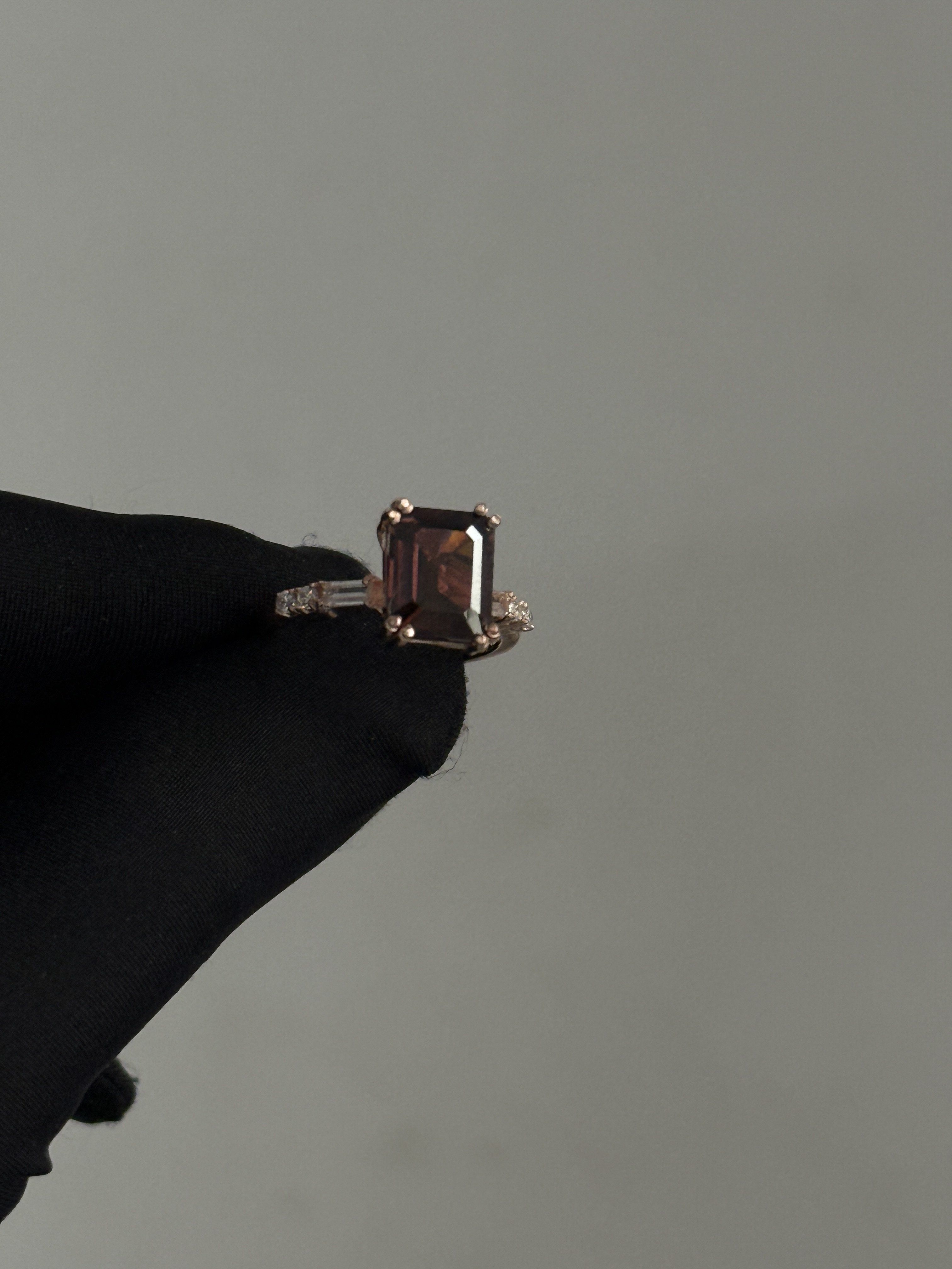 925 Silver Prong-Set Smoky Lab Ring – Octagon-Cut Gemstone Birthday Gift