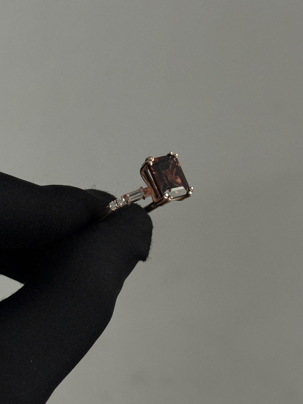 925 Silver Prong-Set Smoky Lab Ring – Octagon-Cut Gemstone Birthday Gift