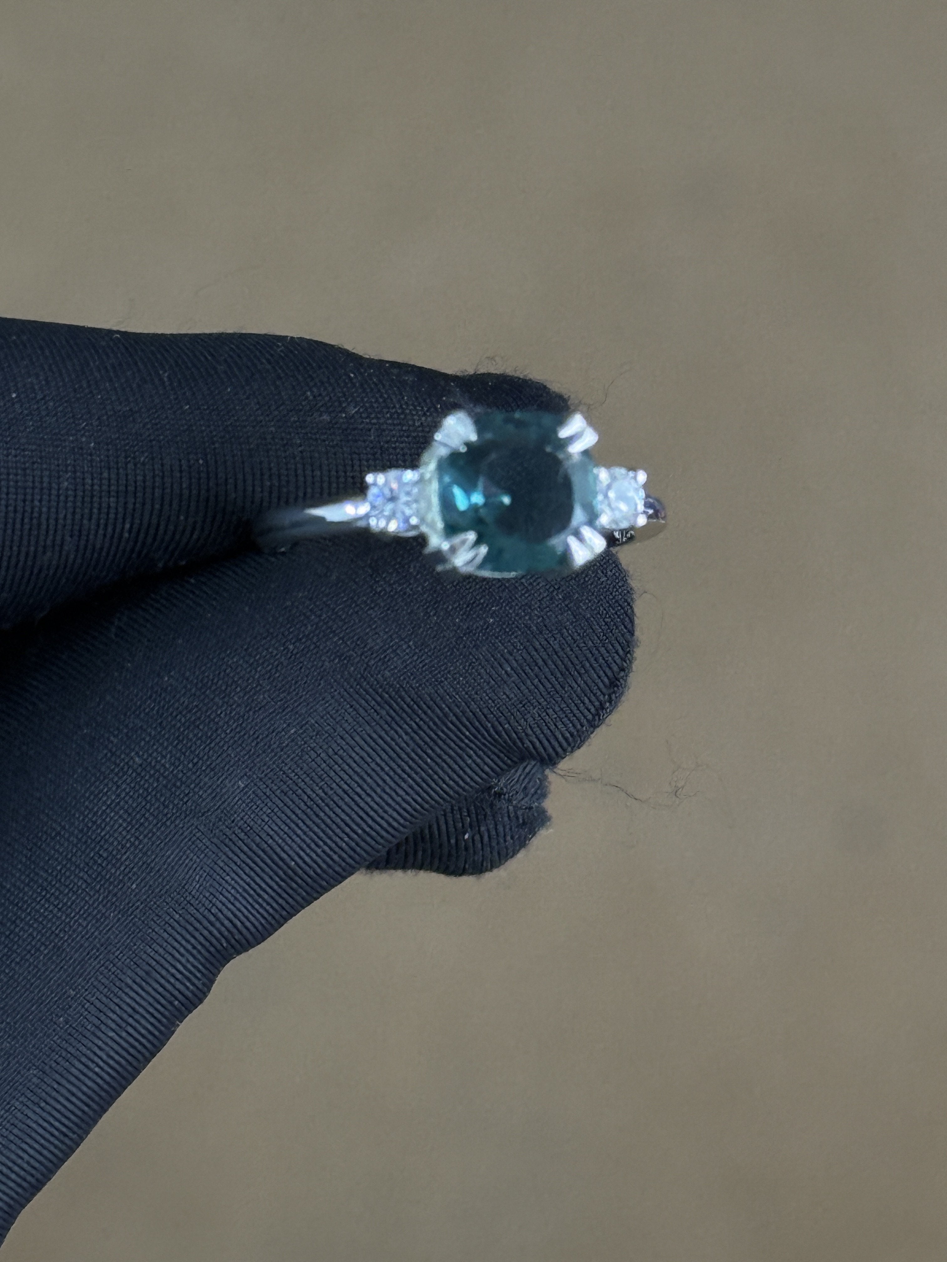 Beautiful  925 Silver Cushion-Cut Blue Topaz Ring Wedding Wear Jewellery