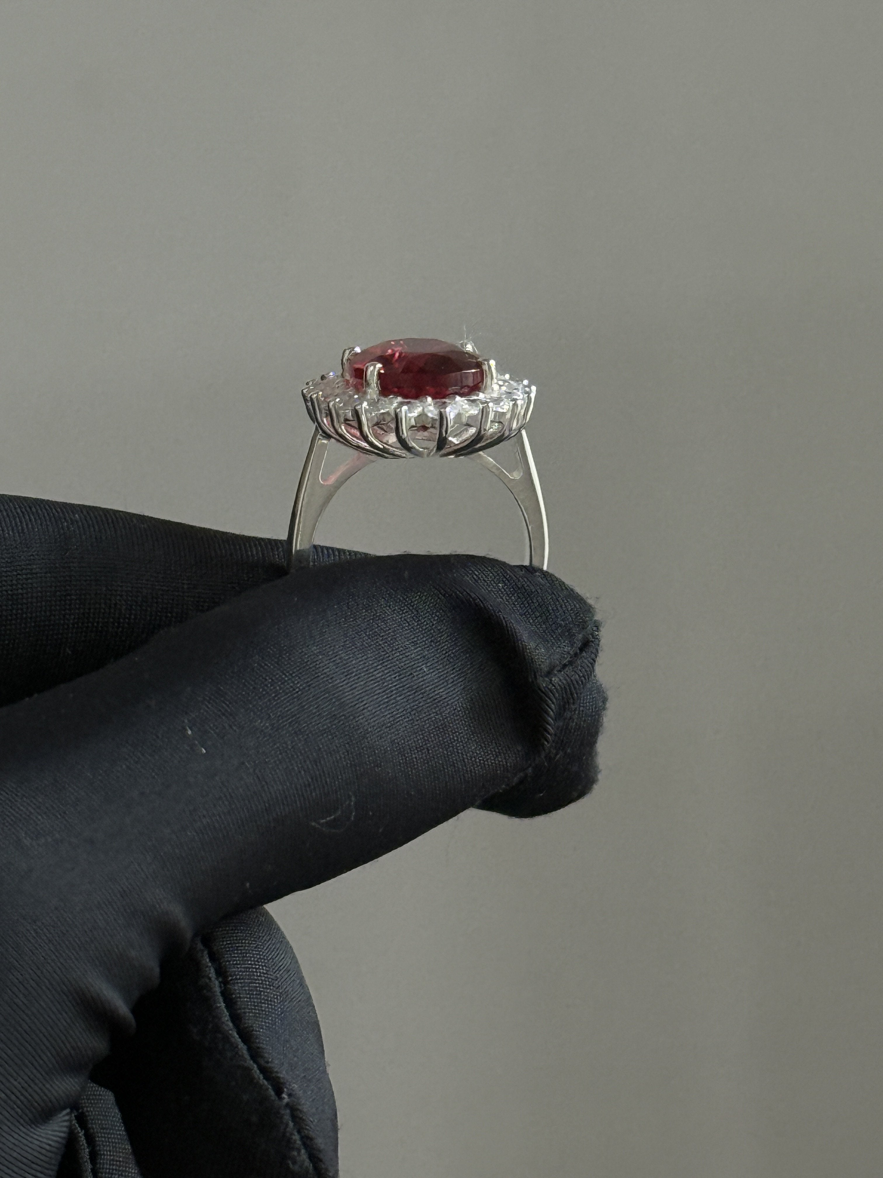 925 Silver Prong-Set Oval Lab Ruby Ring – Elegant 6 Gram Design Birthday Gift