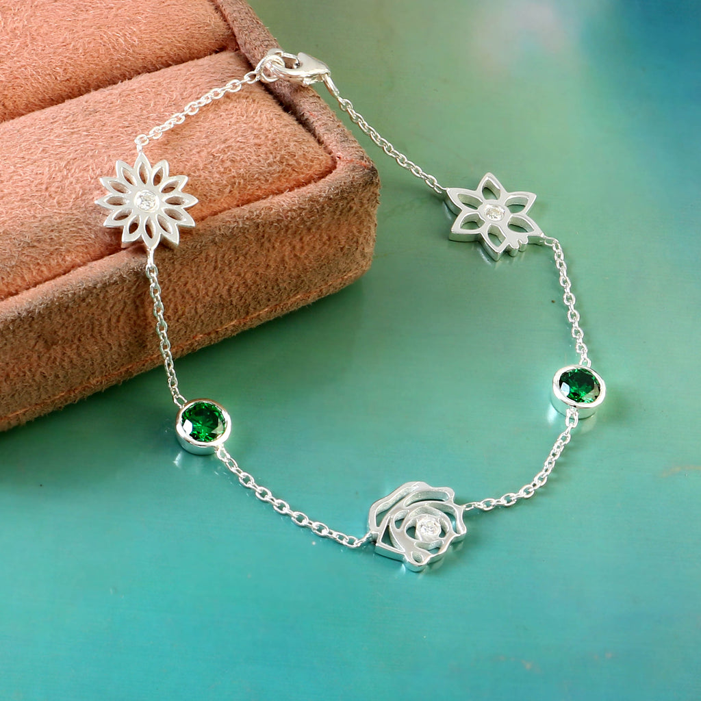 Minimalist 925 Sterling Silver Round Stone Bracelet – Bezel-Set Everyday Wear