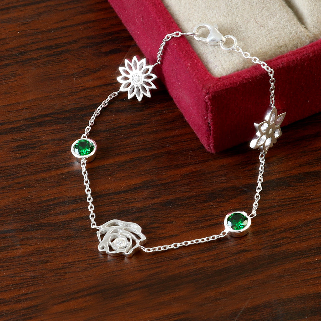 Minimalist 925 Sterling Silver Round Stone Bracelet – Bezel-Set Everyday Wear