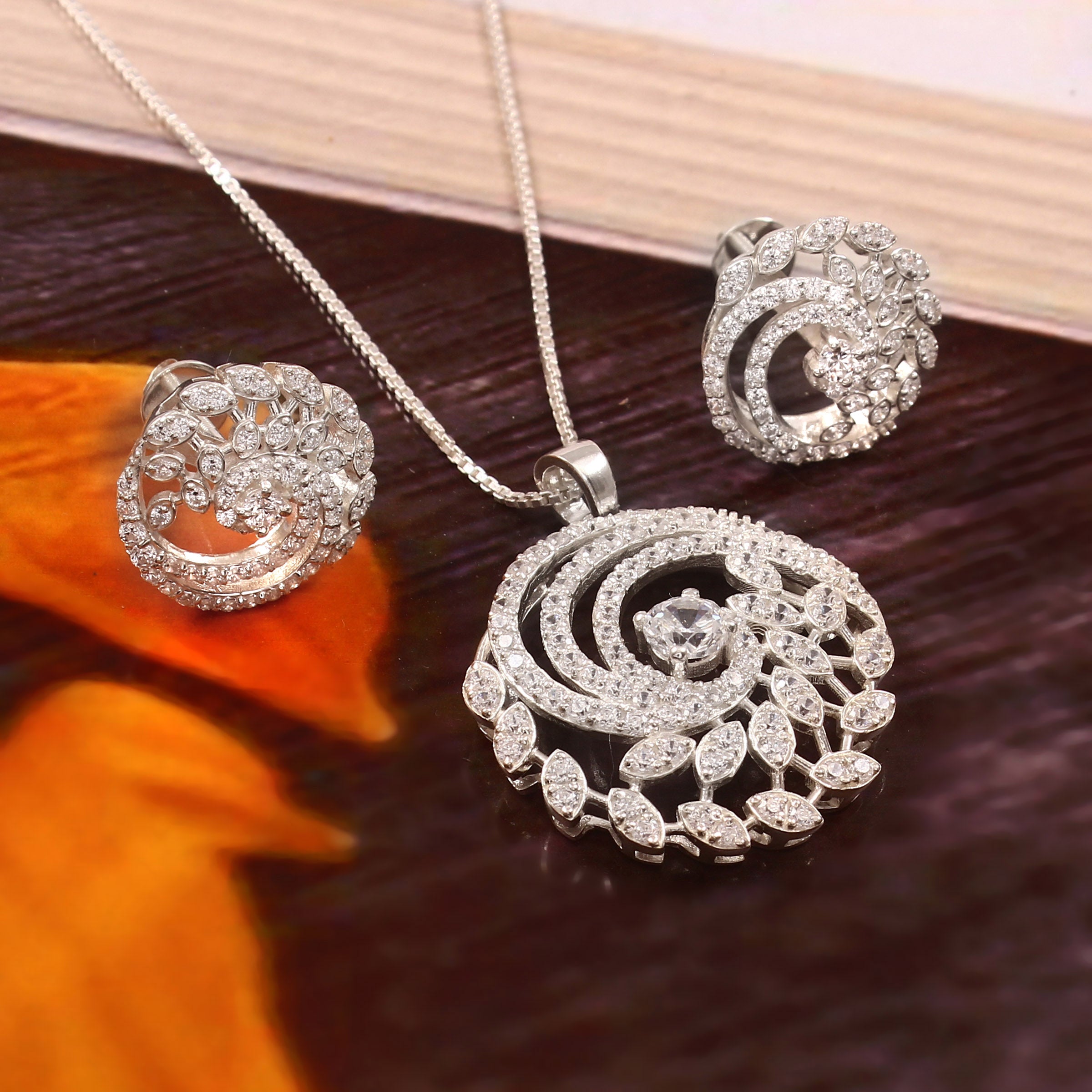 Elegant Round CZ Pendant Set in Premium 925 Sterling Silver Party Wear Jewellery