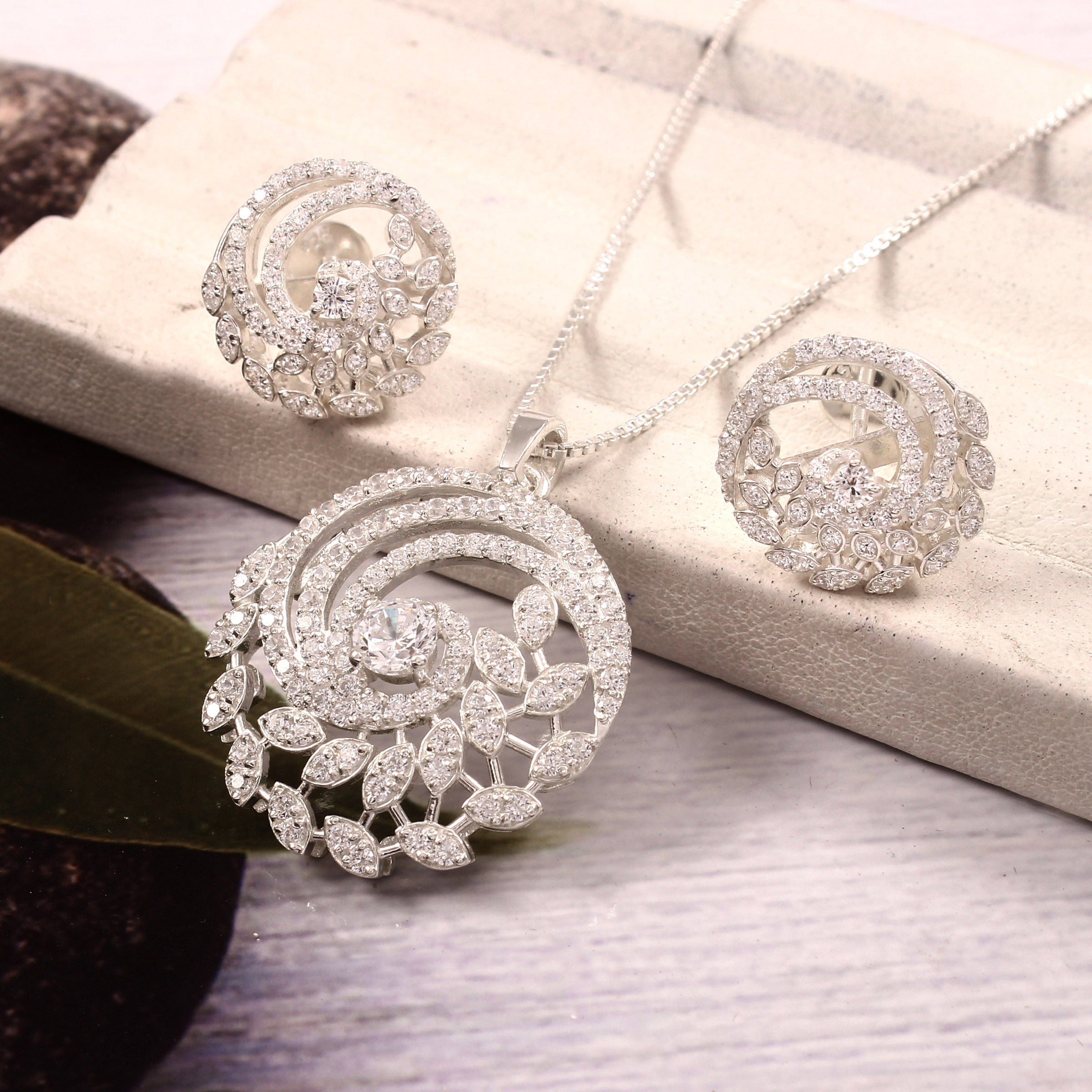 Elegant Round CZ Pendant Set in Premium 925 Sterling Silver Party Wear Jewellery