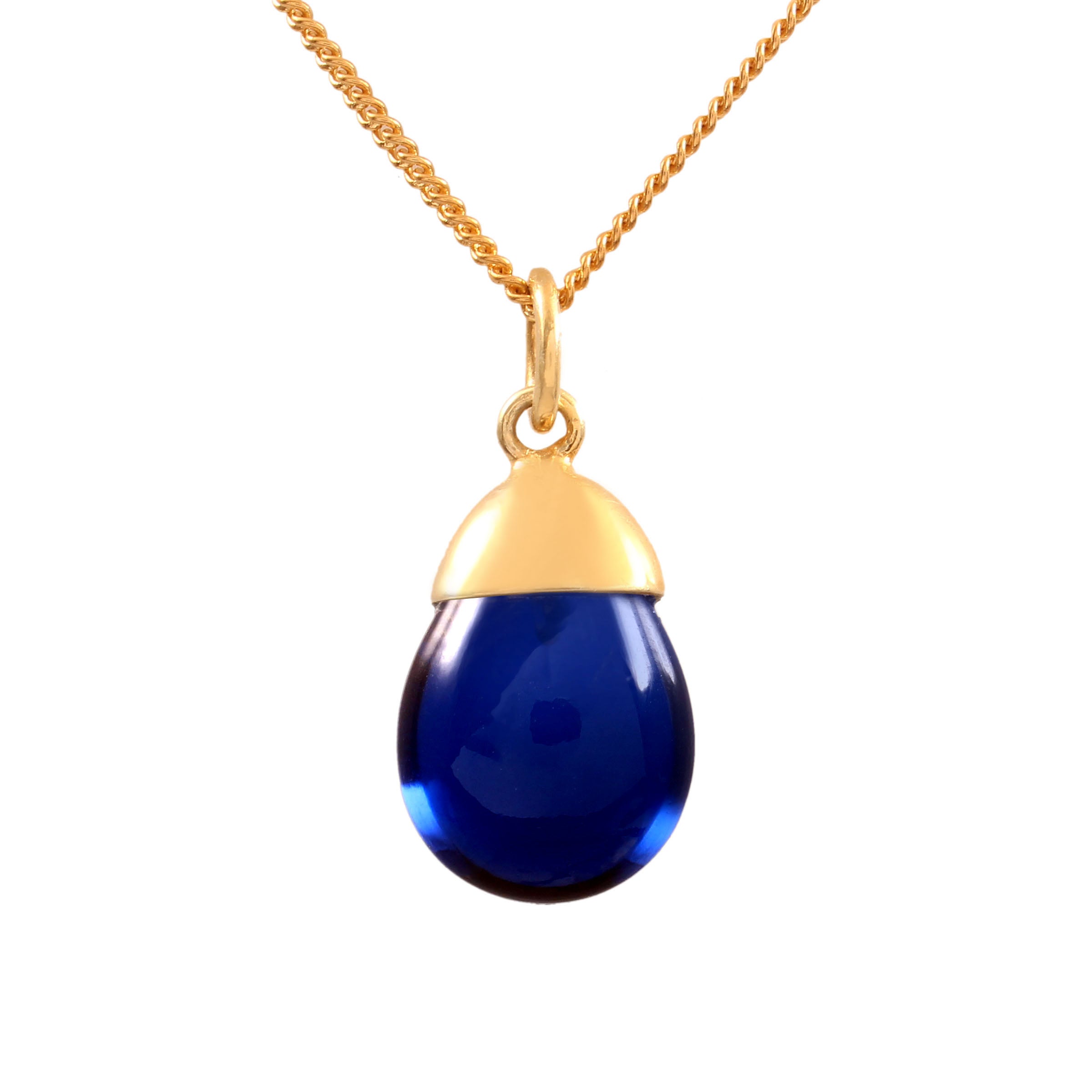 925 Sterling Silver Necklace with Pear Cabochon Lab Stone Minimal Pendant for Everyday Wear