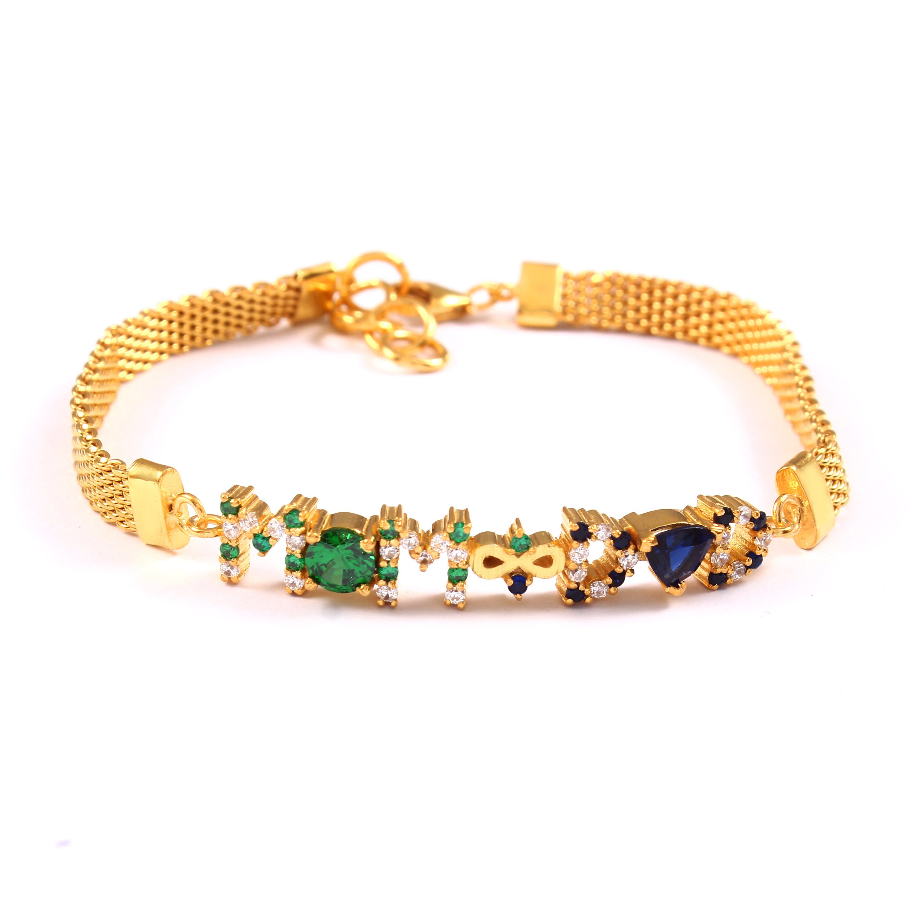 925 Silver Emission Bracelet with Round & Trillion Stone Wedding Wear Jewellery