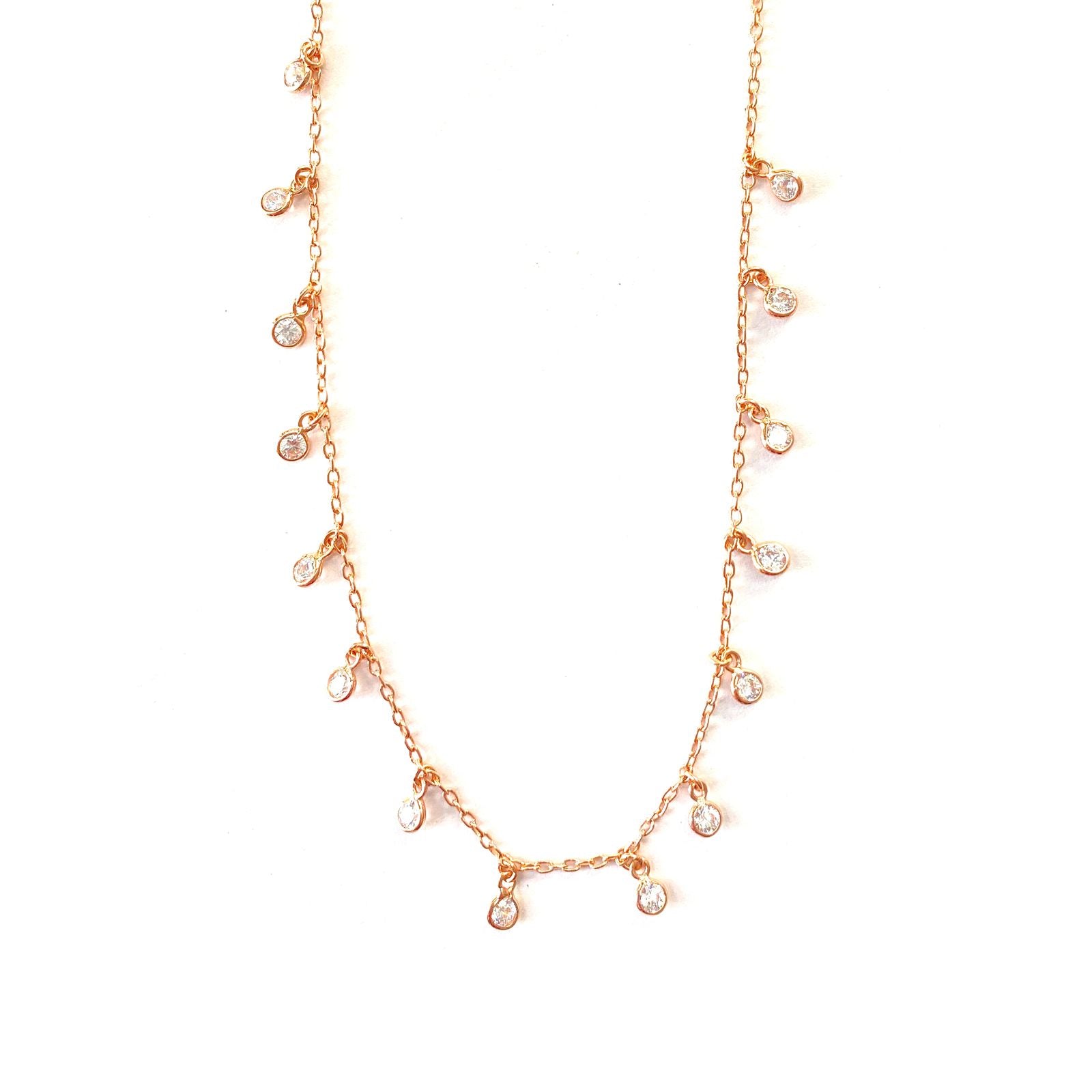 Dainty CZ Stone Necklace – 925 Sterling Silver Gold Plated