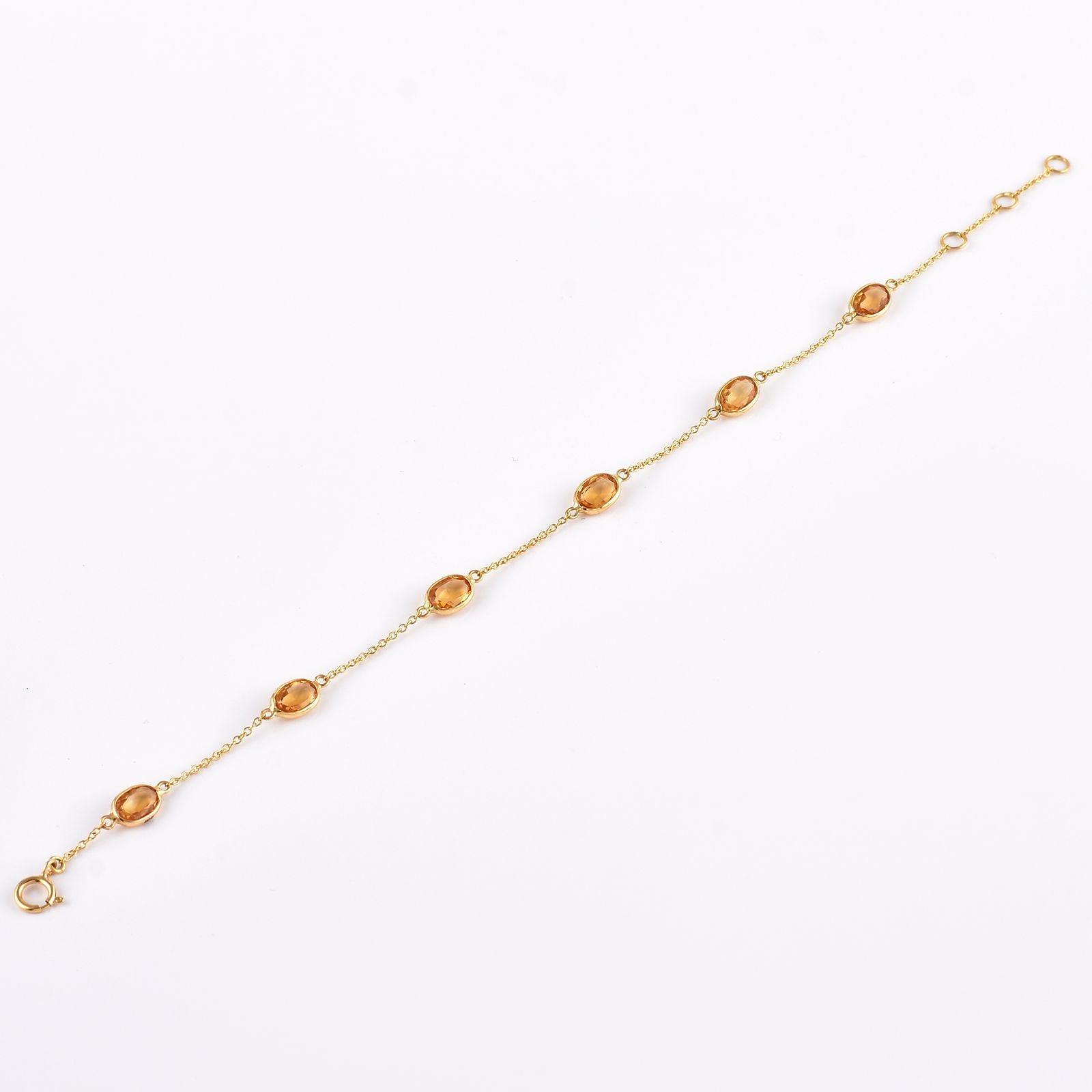 Citrine Oval Gemstone Bracelet – 925 Sterling Silver Dainty Chain Bracelet
