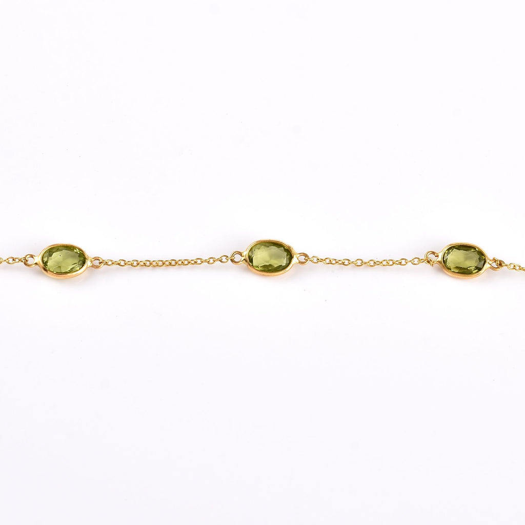6x8mm Oval Peridot Gemstone Bracelet – 925 Sterling Silver Birthstone Jewelry