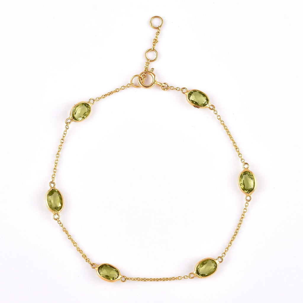 6x8mm Oval Peridot Gemstone Bracelet – 925 Sterling Silver Birthstone Jewelry