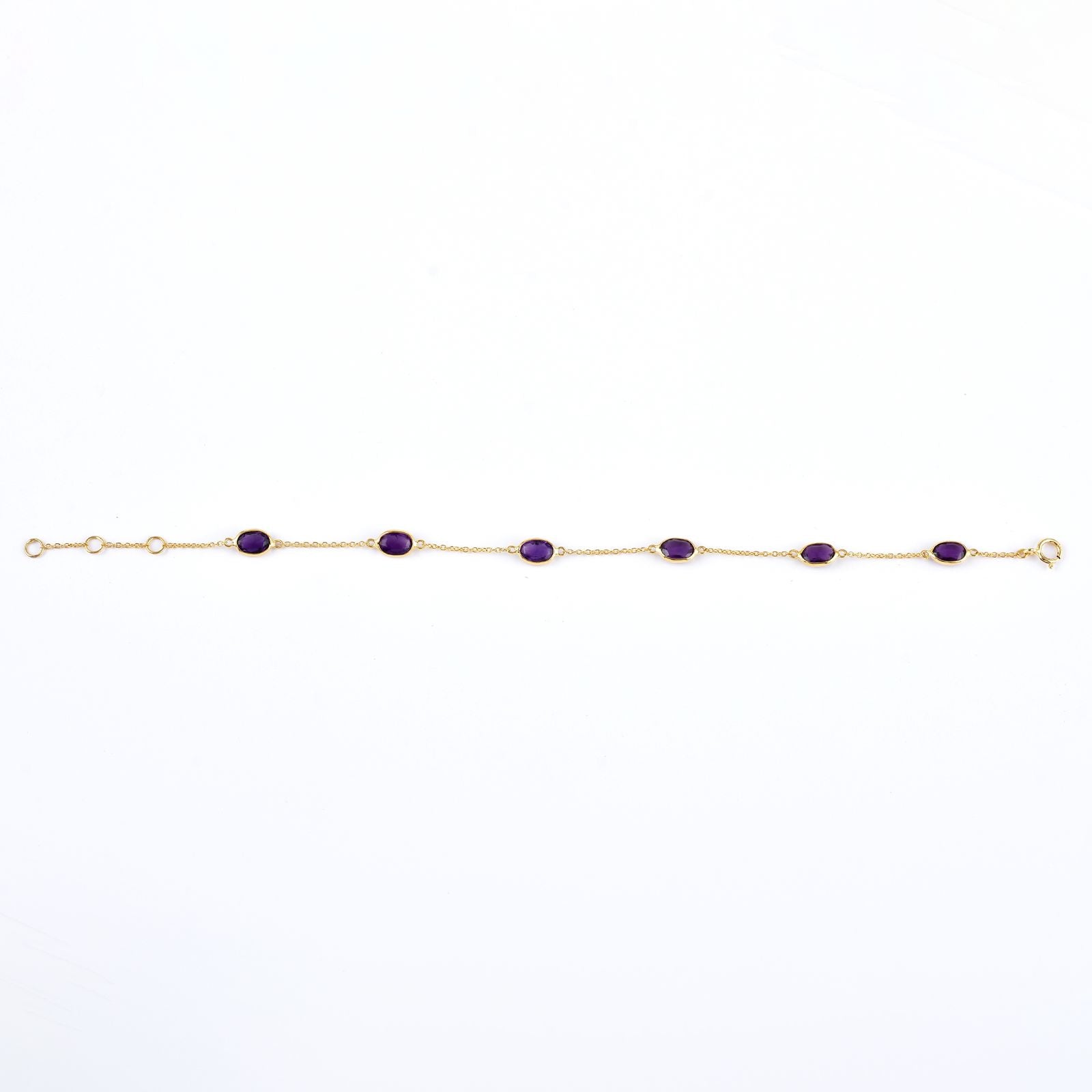 6x8mm Oval Amethyst Gemstone Bracelet– 925 Sterling Silver Elegant Jewelry