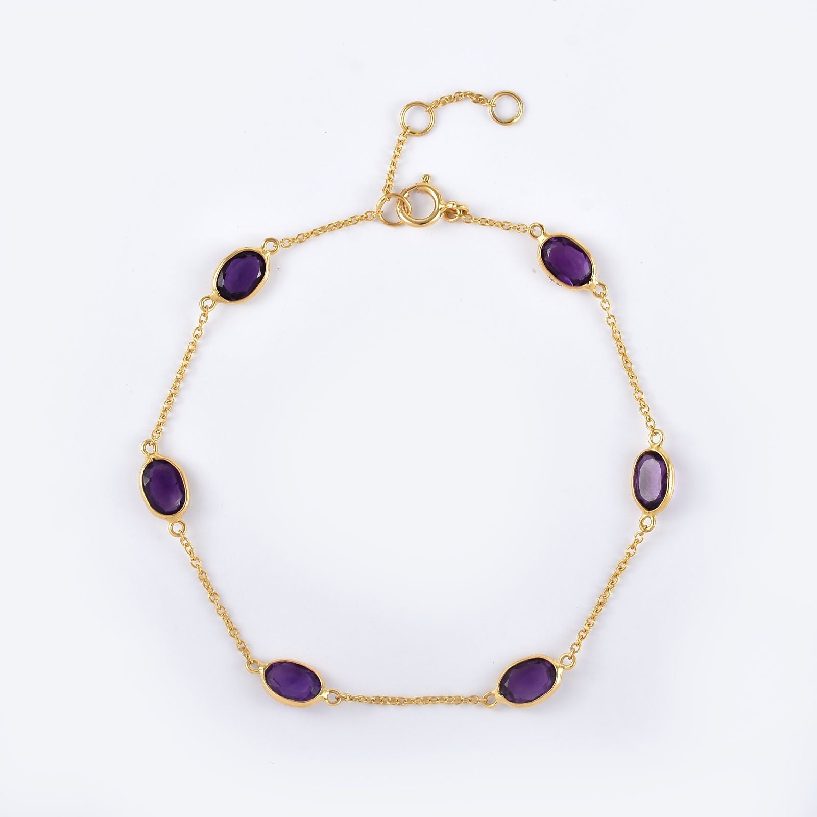 6x8mm Oval Amethyst Gemstone Bracelet– 925 Sterling Silver Elegant Jewelry