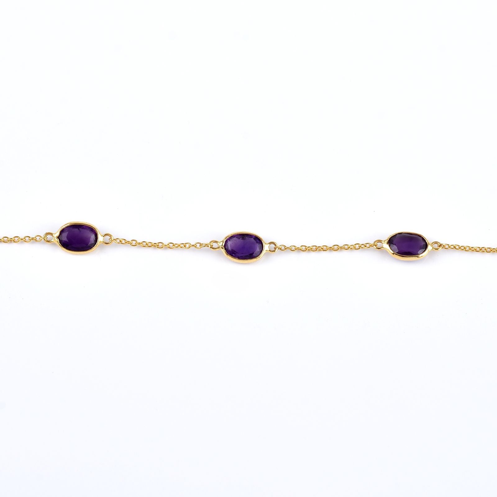 6x8mm Oval Amethyst Gemstone Bracelet– 925 Sterling Silver Elegant Jewelry