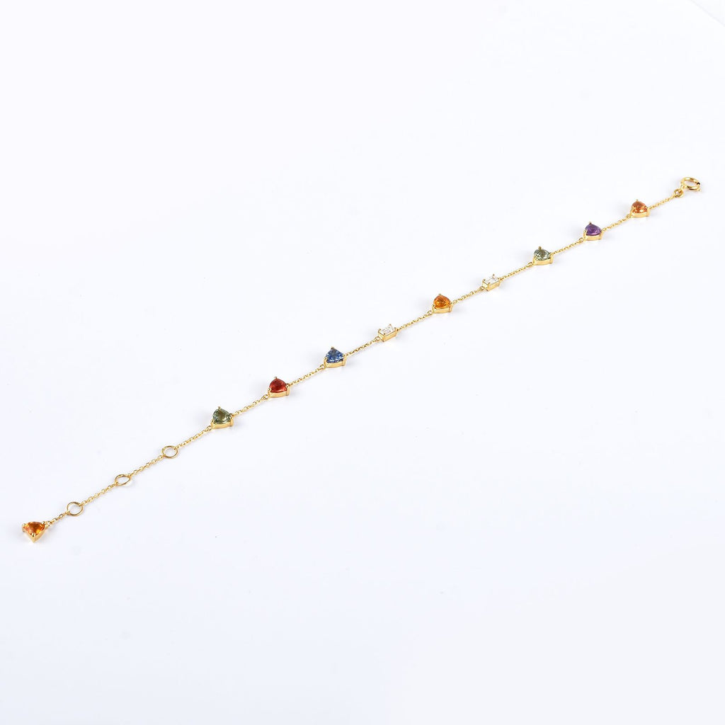 Multicolor Sapphire Bracelet – Natural Rainbow Sapphires in 925 Sterling Silver