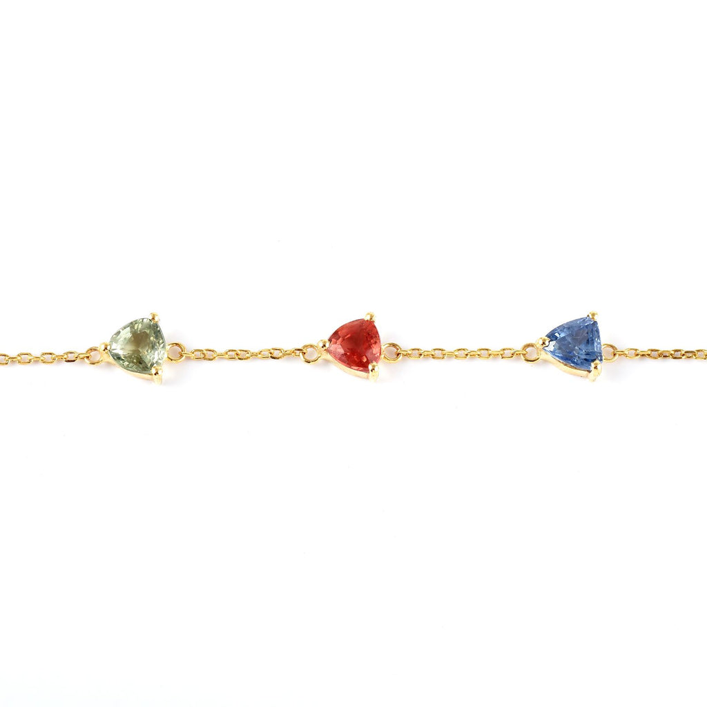 Multicolor Sapphire Bracelet – Natural Rainbow Sapphires in 925 Sterling Silver