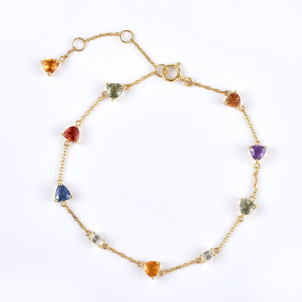 Multicolor Sapphire Bracelet – Natural Rainbow Sapphires in 925 Sterling Silver