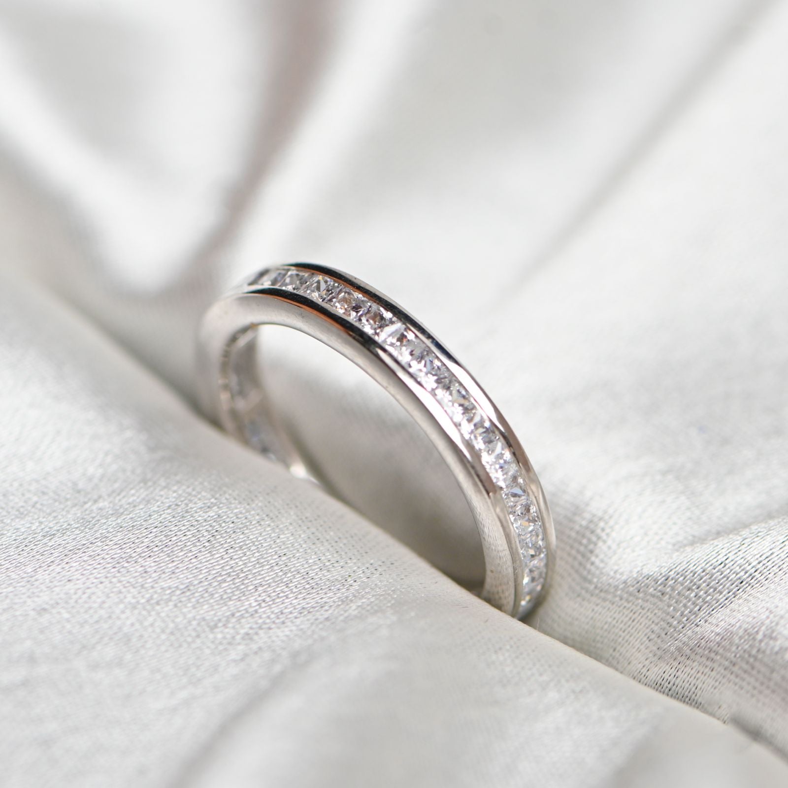 Women's Eternity Band Ring with 2.5mm Princess-Cut CZ Stones