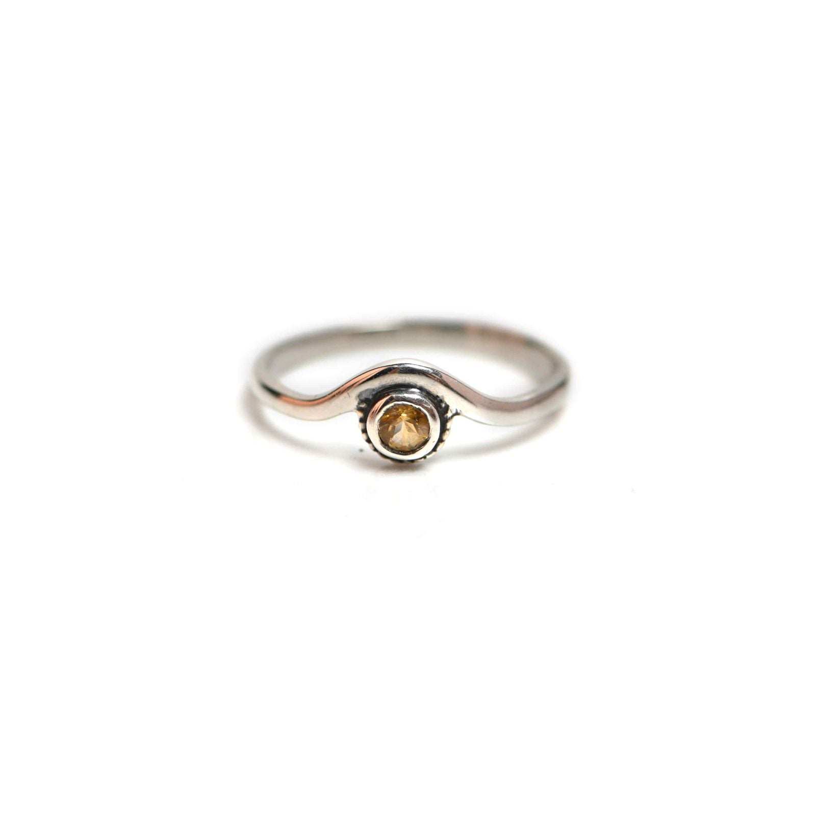 3mm Round Citrine Ring – Dainty 925 Sterling Silver Birthstone Ring