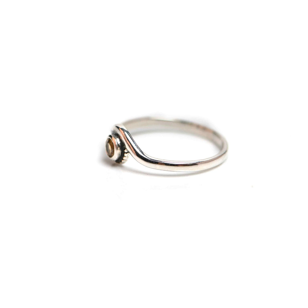 3mm Round Citrine Ring – Dainty 925 Sterling Silver Birthstone Ring