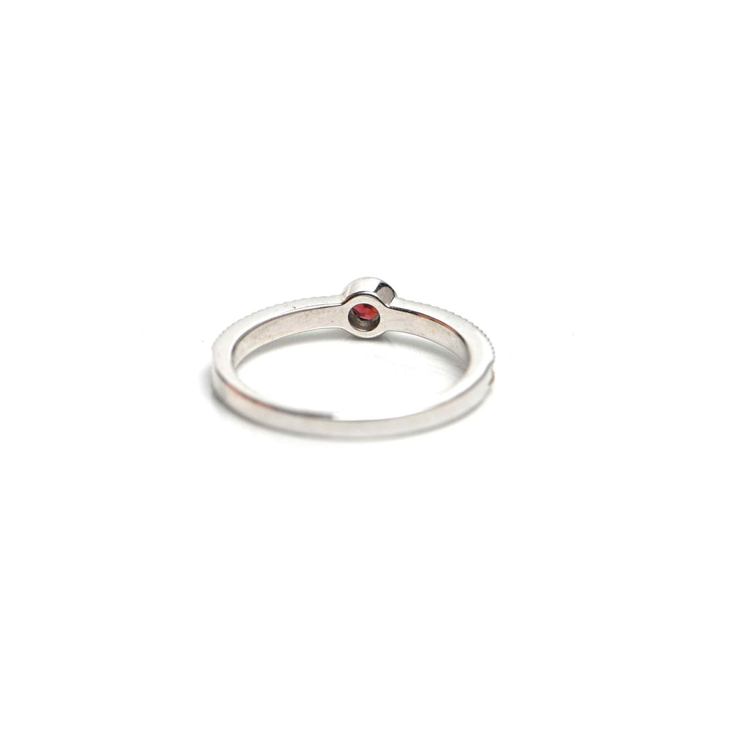 Garnet Solitaire Ring – 925 Sterling Silver Braided Band