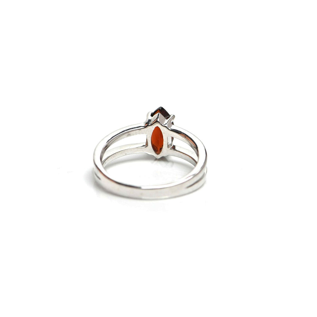 Garnet Marquise Cut Ring – 925 Sterling Silver Minimalist Band