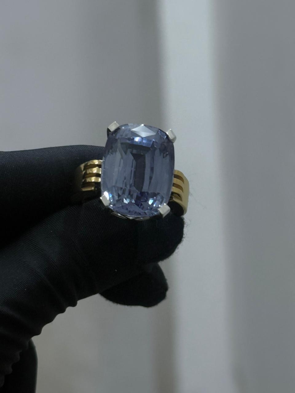 925 Silver & Brass Cushion Cut Imitation Stone Ring with Prong Setting – 30 Gram Minimal Ring