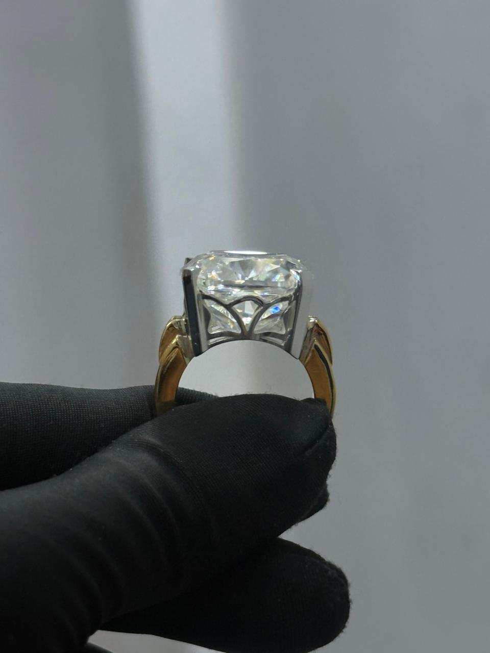 925 Silver & Brass Cushion Cut Moissanite Ring with Prong Setting – 30 Gram Statement Jewelry