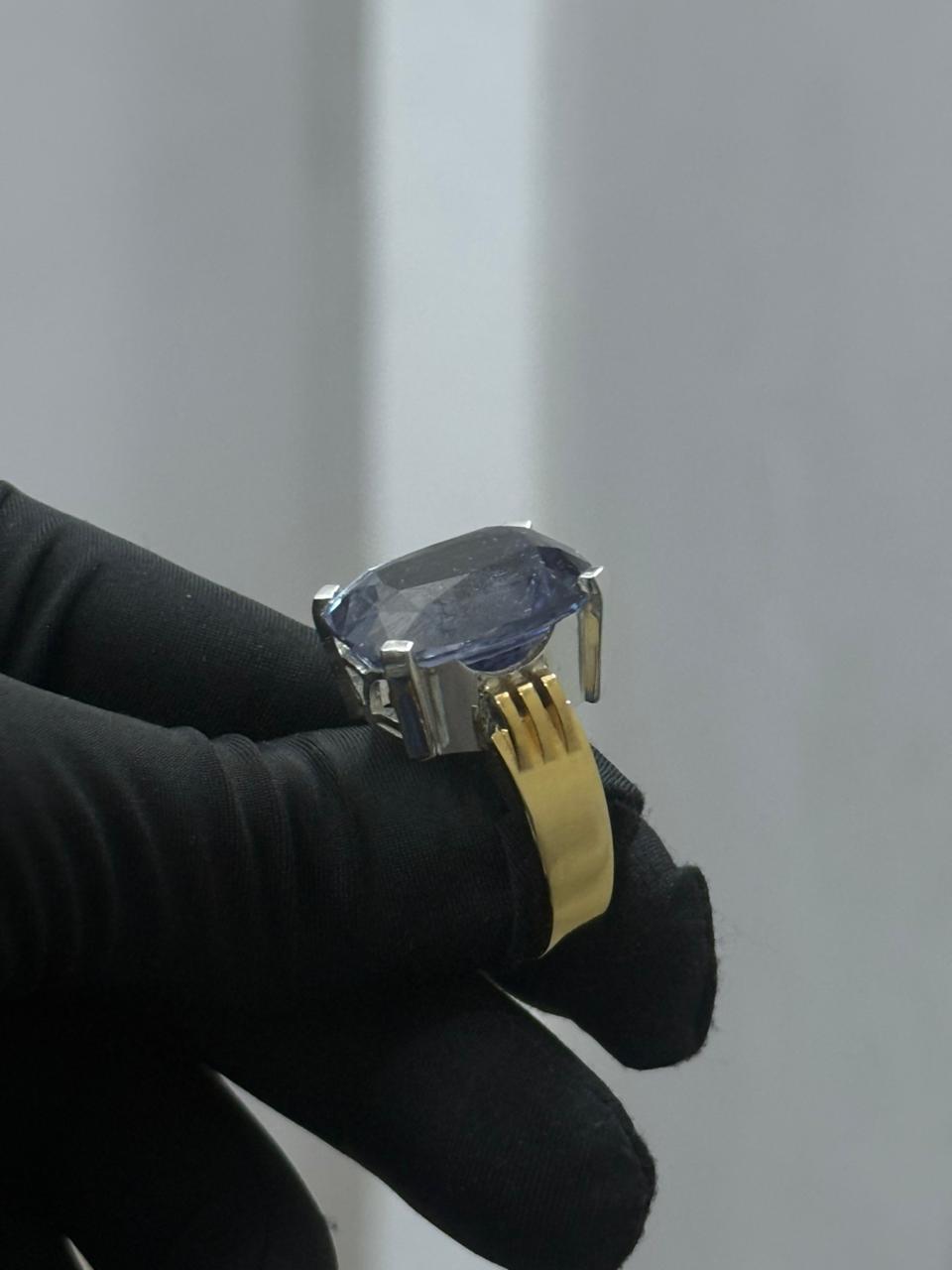 925 Silver & Brass Cushion Cut Imitation Stone Ring with Prong Setting – 30 Gram Minimal Ring