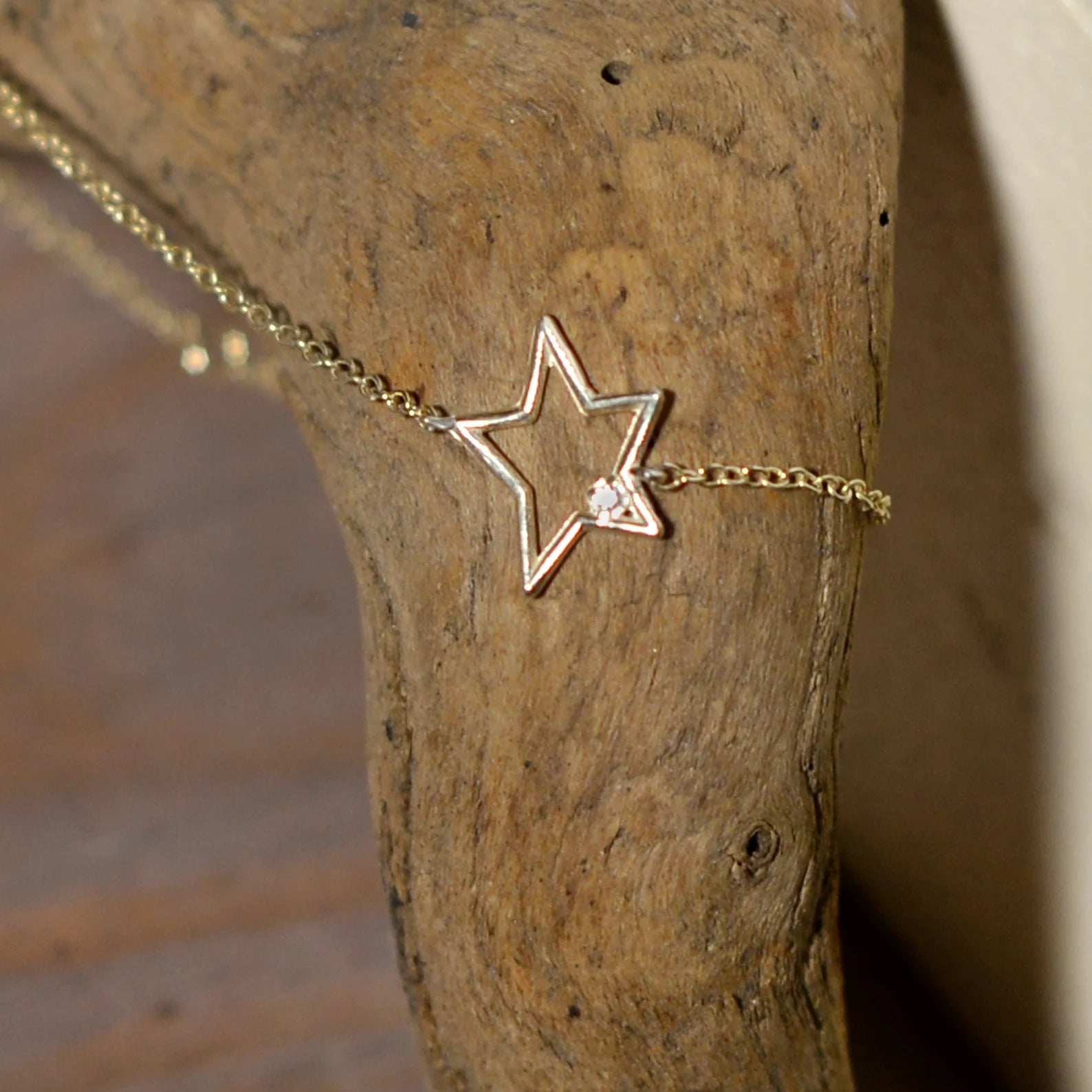 14k Solid Gold Diamond Crescent Moon Bracelet: Dainty Celestial Jewelry