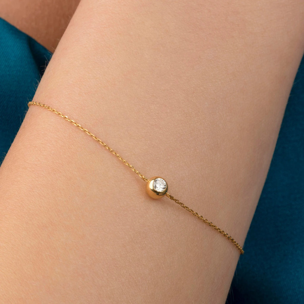 Yellow Gold Diamond Solitaire Bracelet: Wedding Gold Jewelry