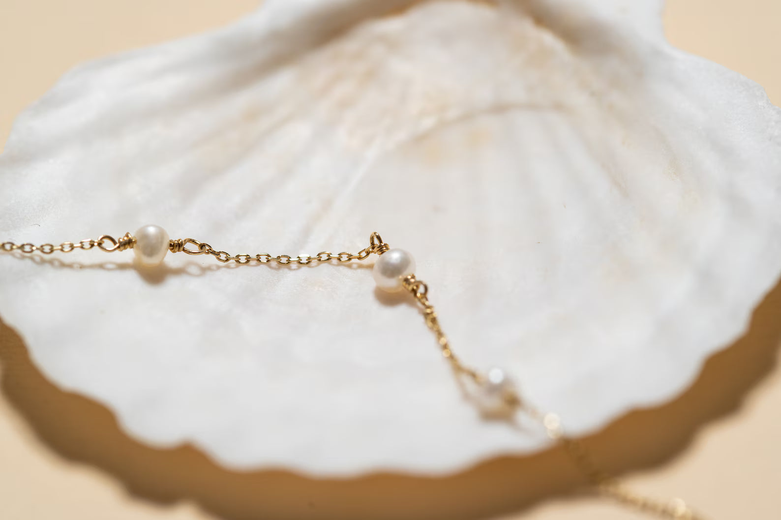 Solid Gold Pearl Bracelet: Dainty Freshwater Pearl Beads