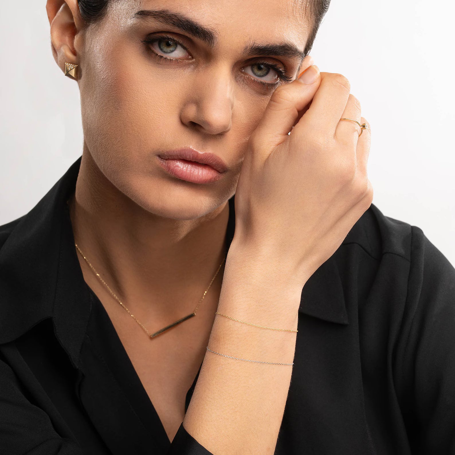 Solid Gold Chain Bracelet: Minimalist Cable Link, Adjustable