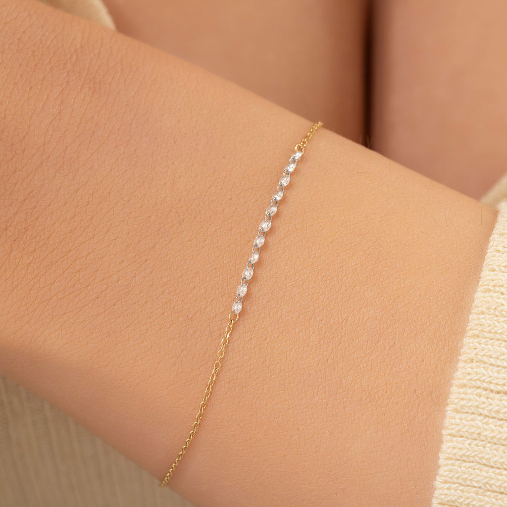 14k Solid Gold Diamond Tennis Bracelet: Minimalist Fine Jewelry