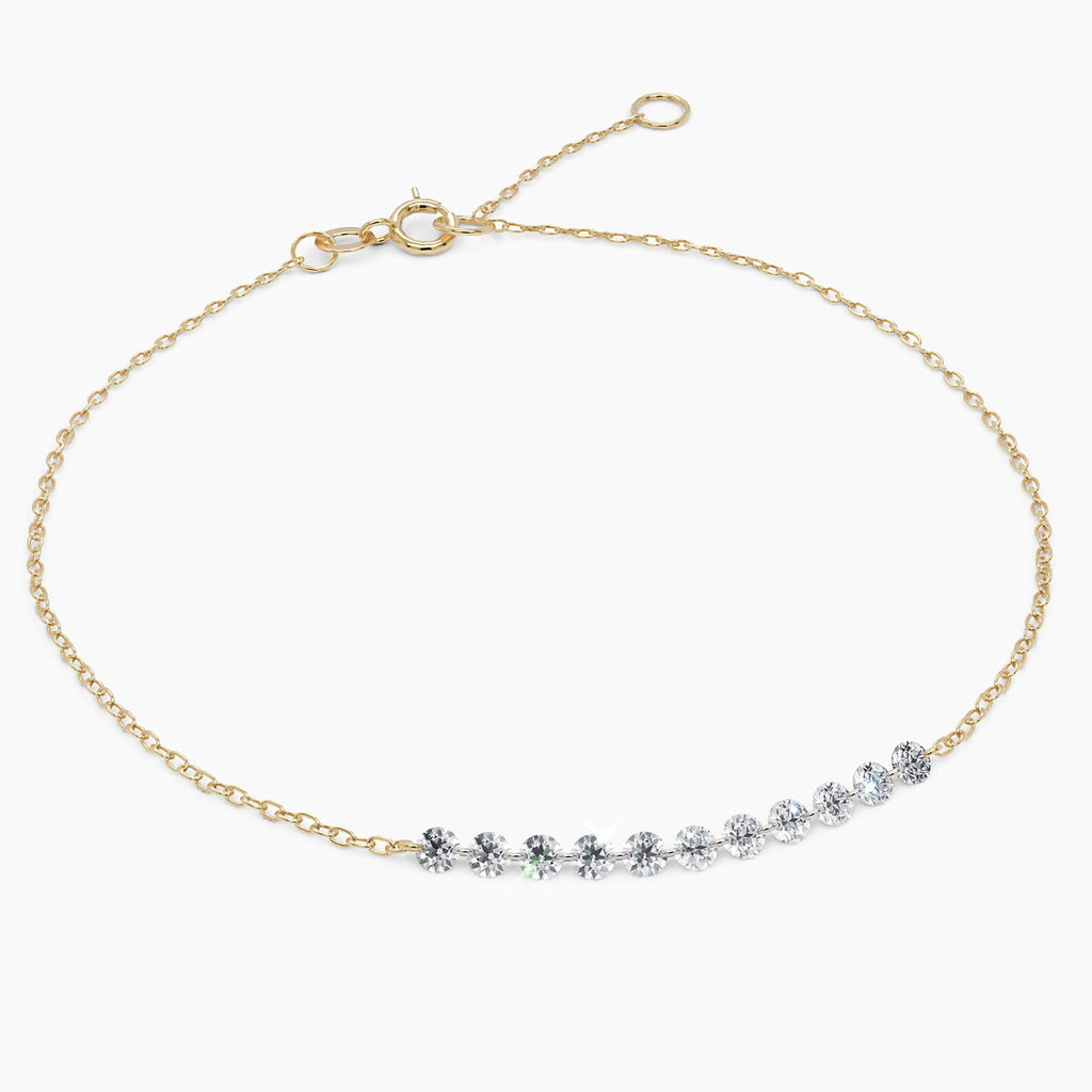 14k Solid Gold Diamond Tennis Bracelet: Minimalist Fine Jewelry