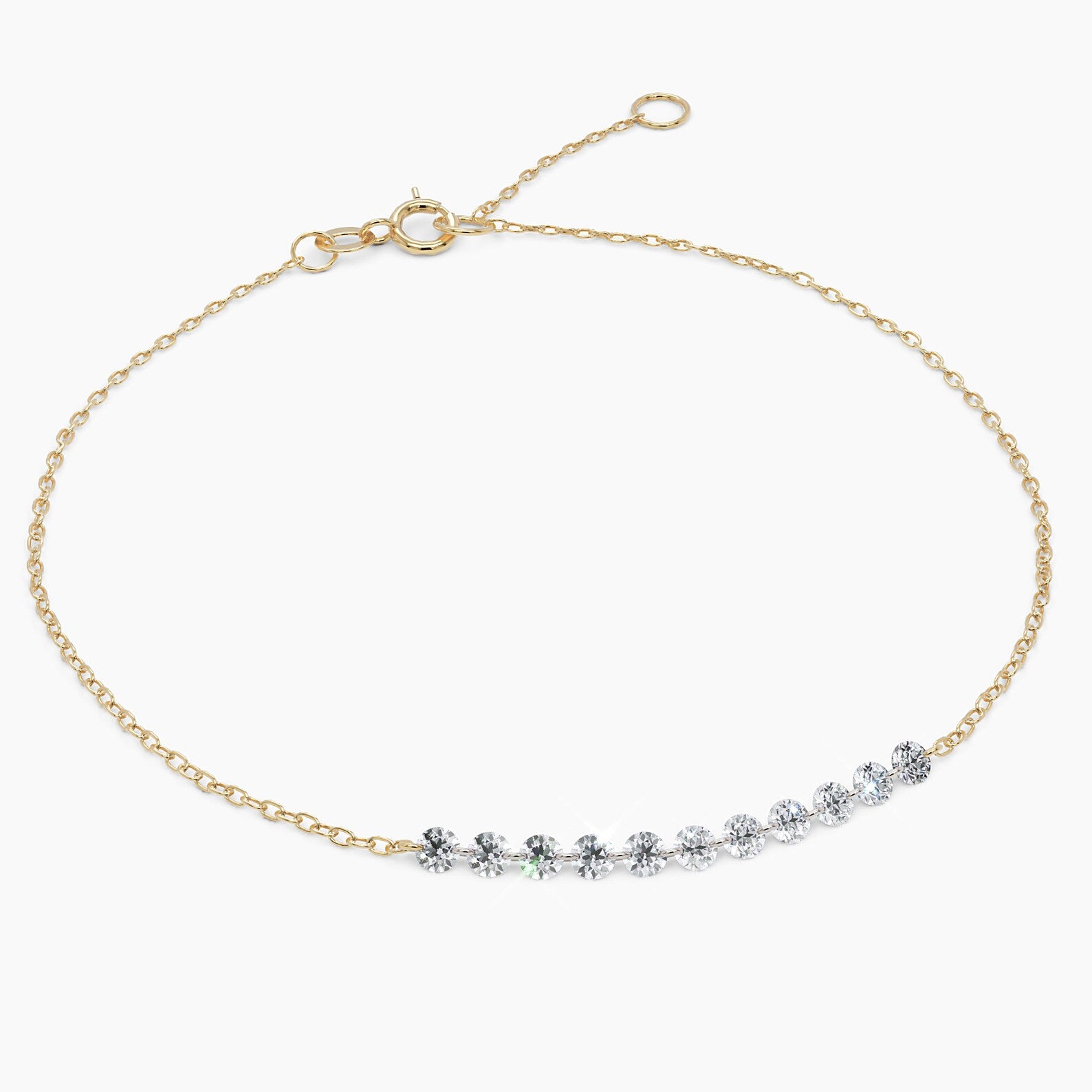 14k Solid Gold Diamond Tennis Bracelet: Minimalist Fine Jewelry