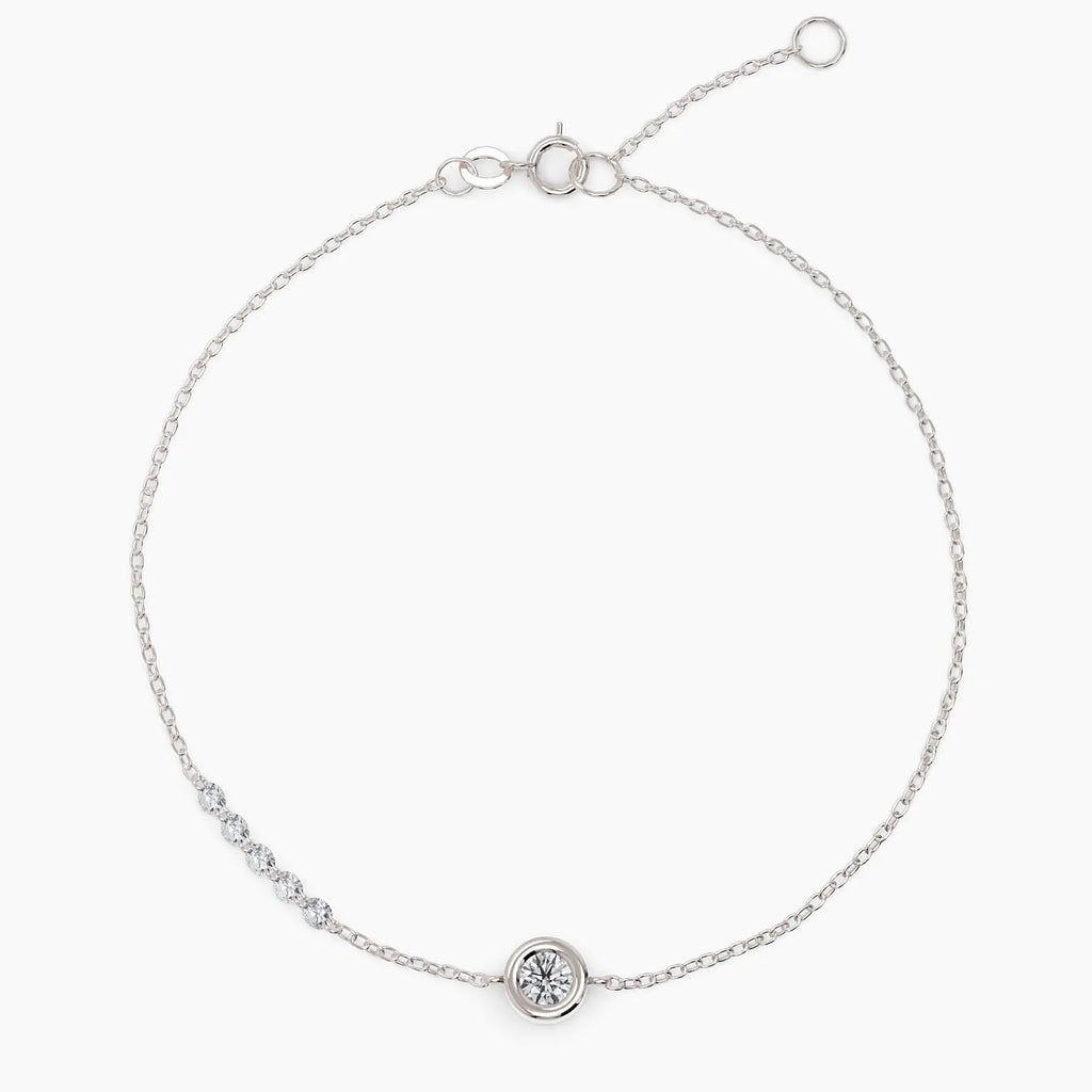Solid Gold Diamond Tennis Bracelet: Dainty Bezel Set